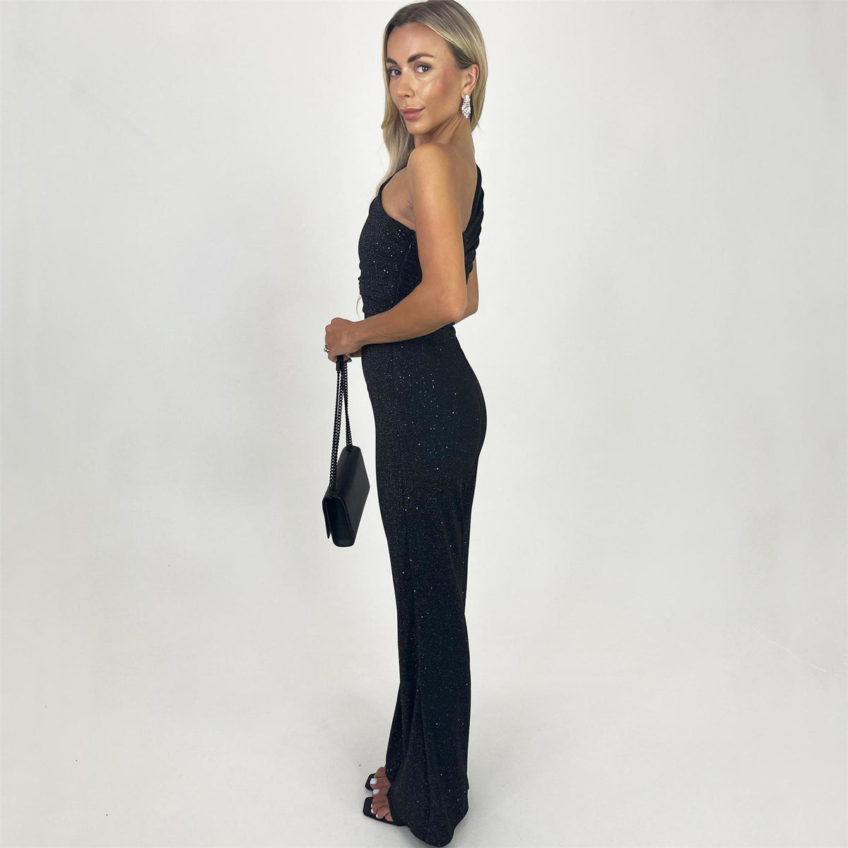 AX Paris Sparkle One Shoulder Ruched Top Jumpsuit