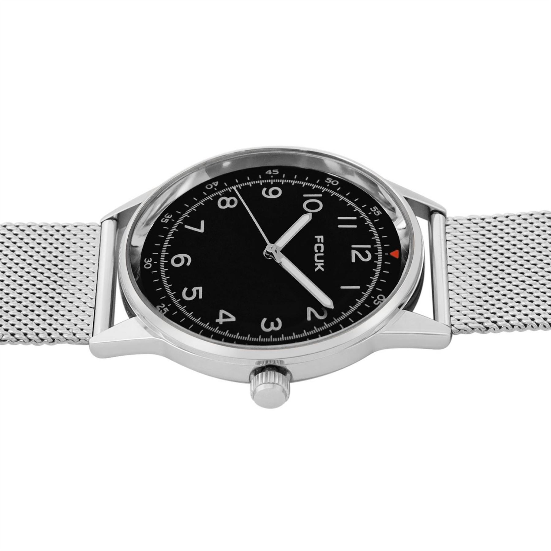 FCUK Silver Case Round Shape Silver Strap Quartz Watch
