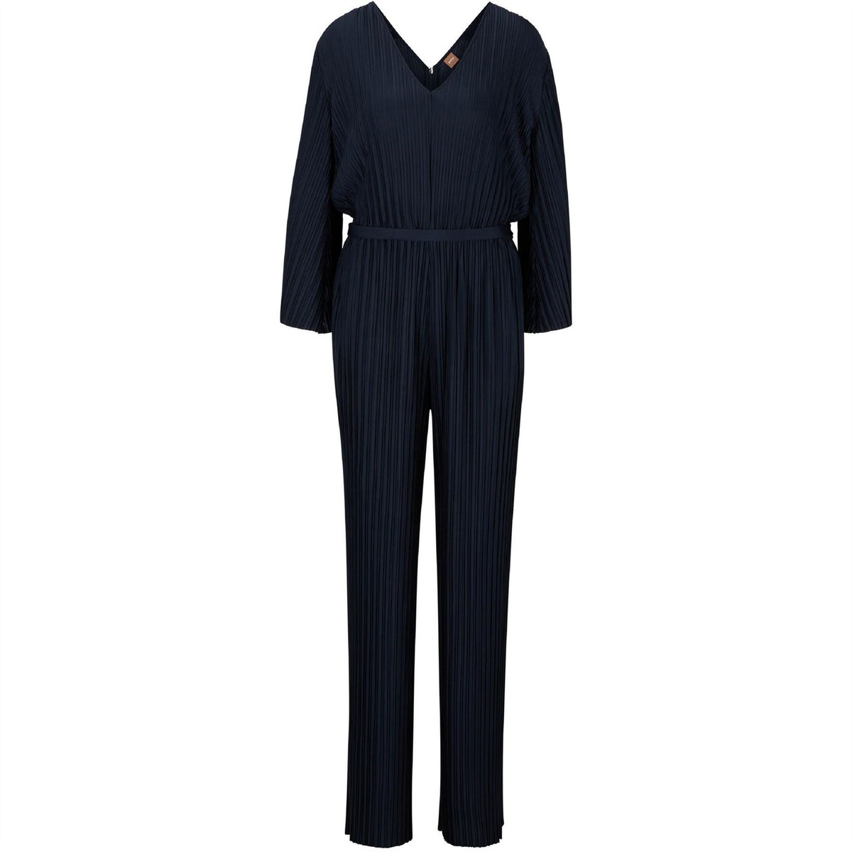 Boss V-Neck Three Quarter Sleeve Vertical Stripe Blouson Jumpsuit