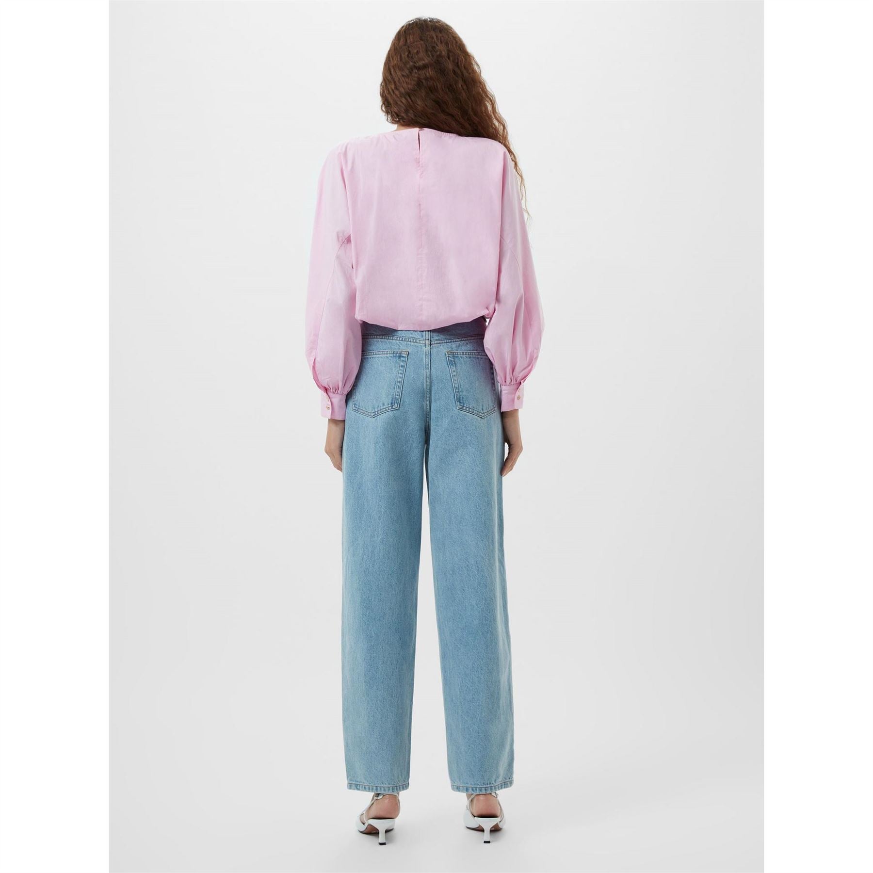French Connection Relaxed Fit Keyhole Neck Long Sleeve Blouse