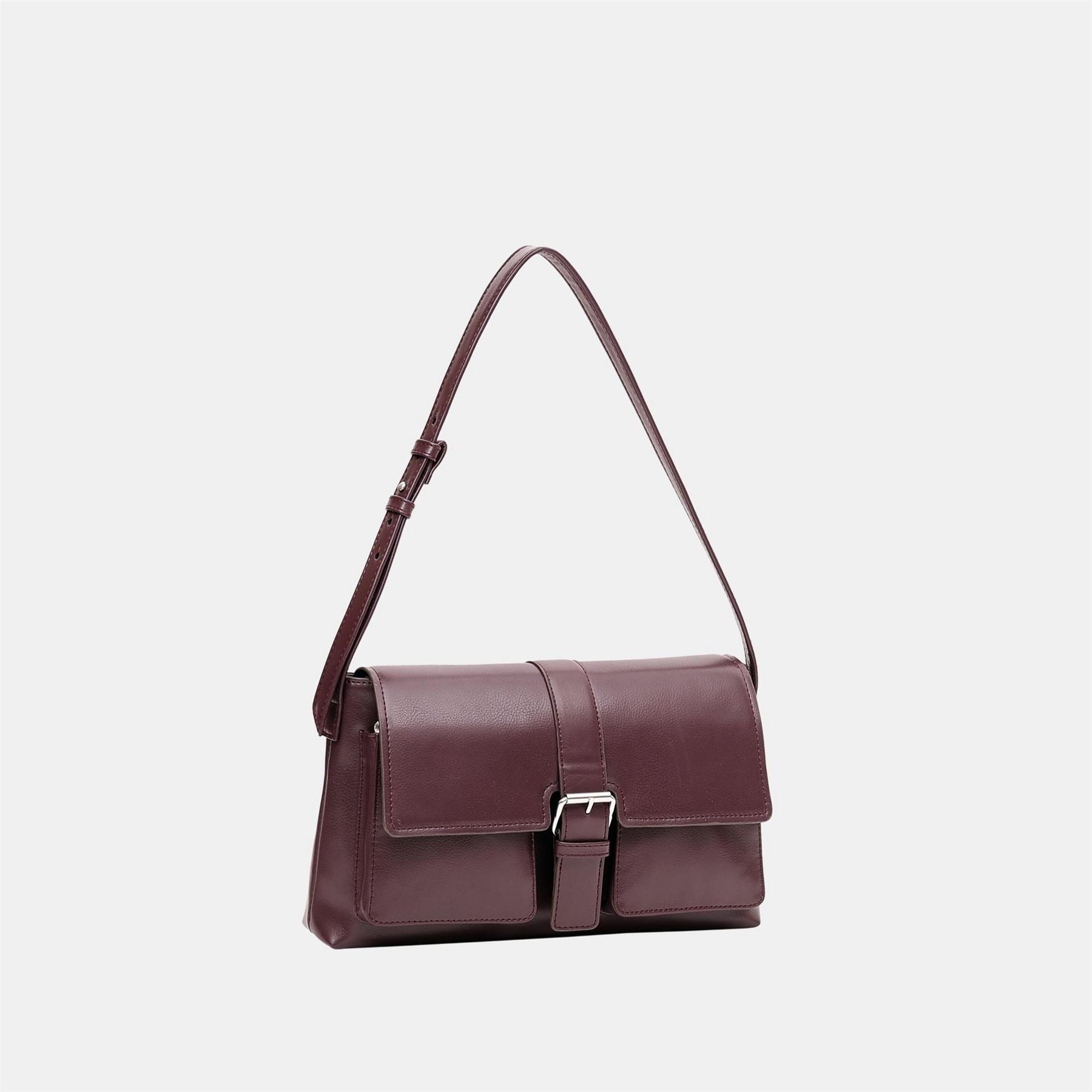 Firetrap Flap Over Rectangle Shape Baguette Bag with Silver Tone Hardware