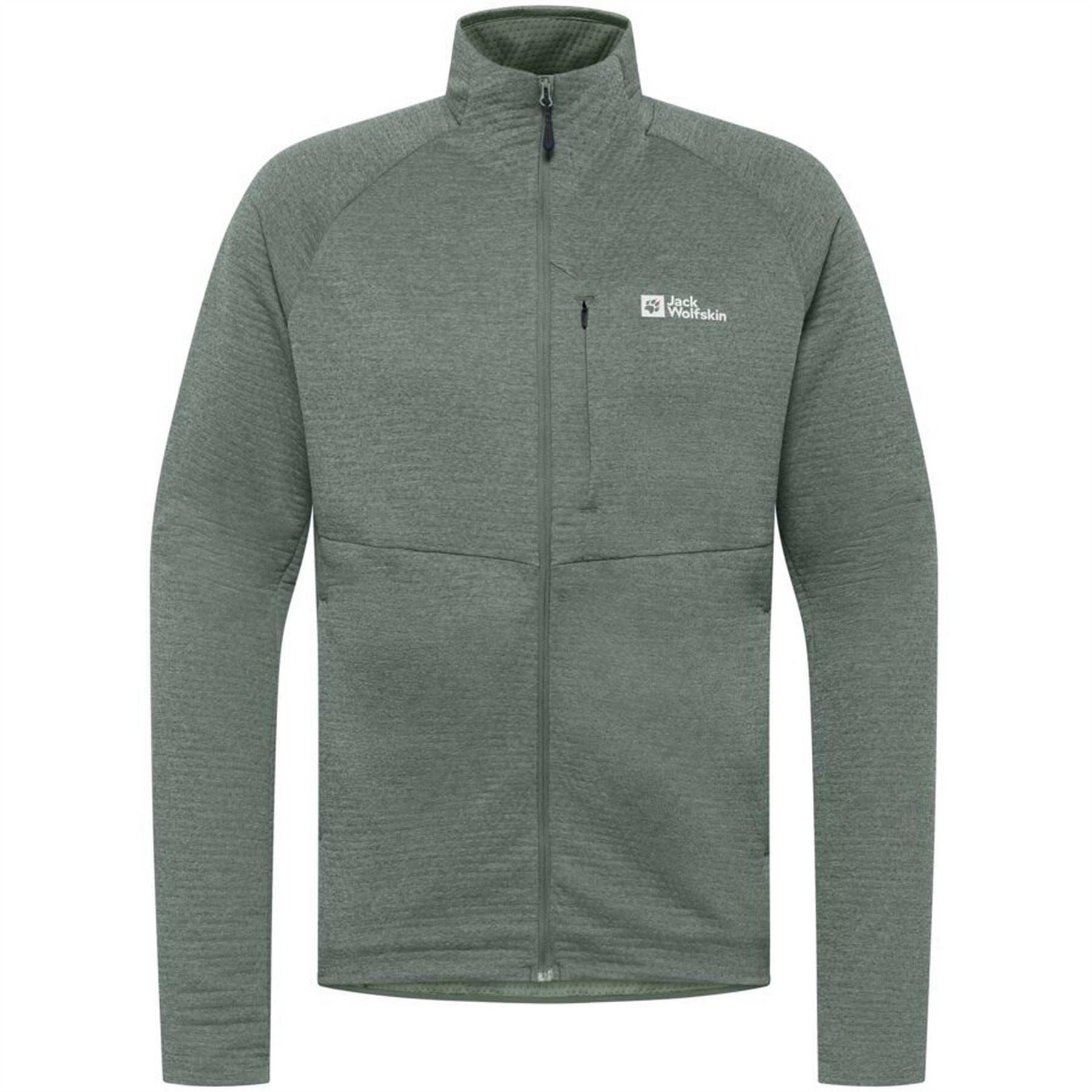 Jack Wolfskin Taiga Heathered Patterned Full Zipper Ribbed Cuff Fleece Jacket