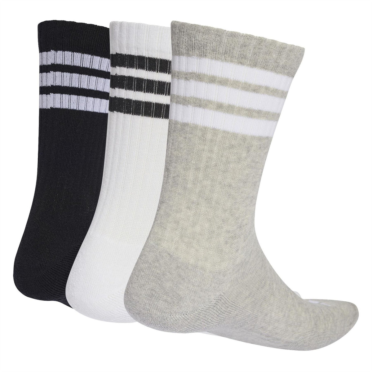 adidas Mens Cushioned 3 Stripe Crew Sock 3 Pack