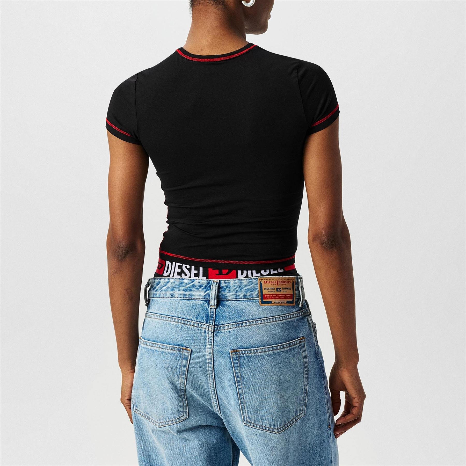 Diesel Maddie Cropped Lettering Slim Fit T-Shirt