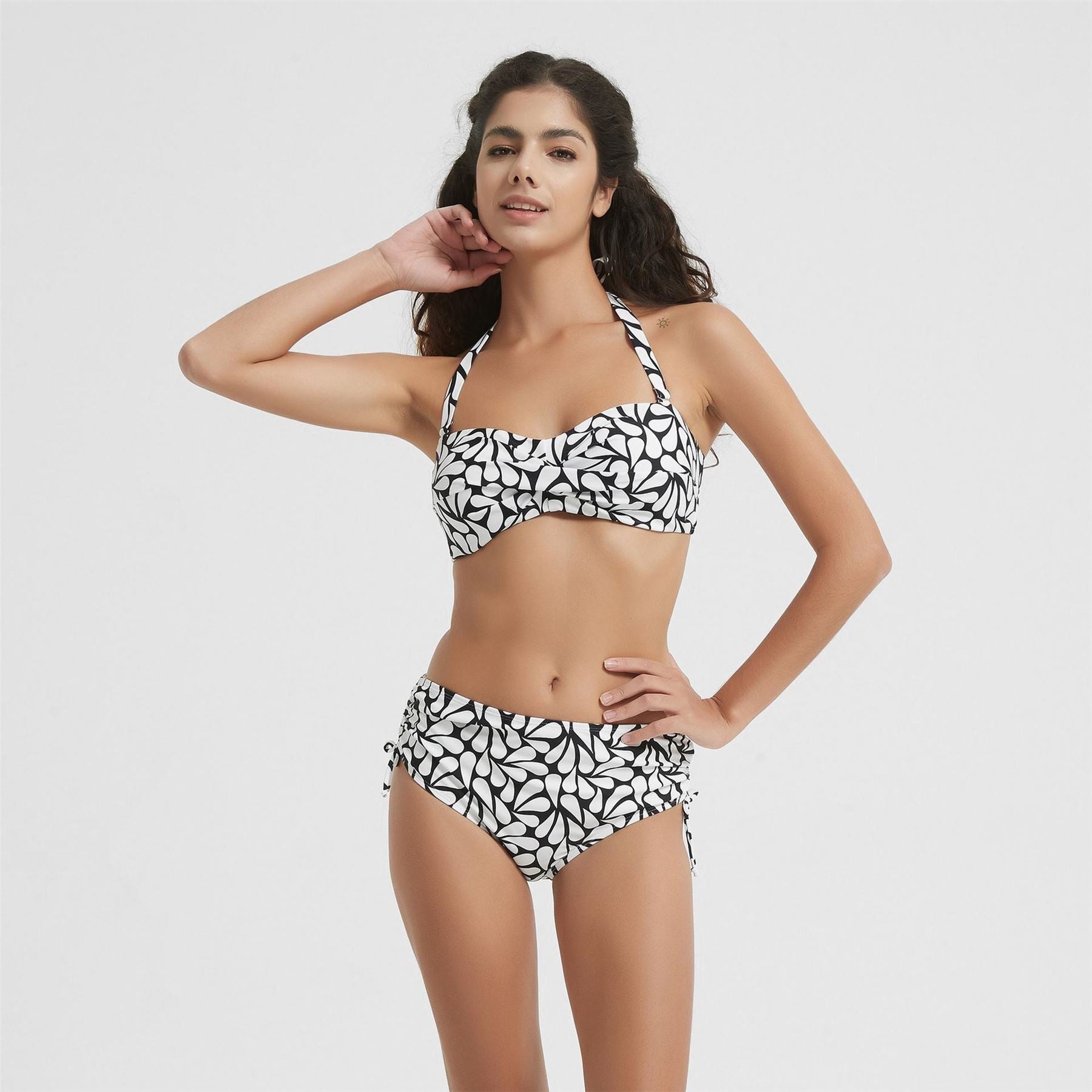 Be You Ruched Front High Waisted Bikini Bottoms