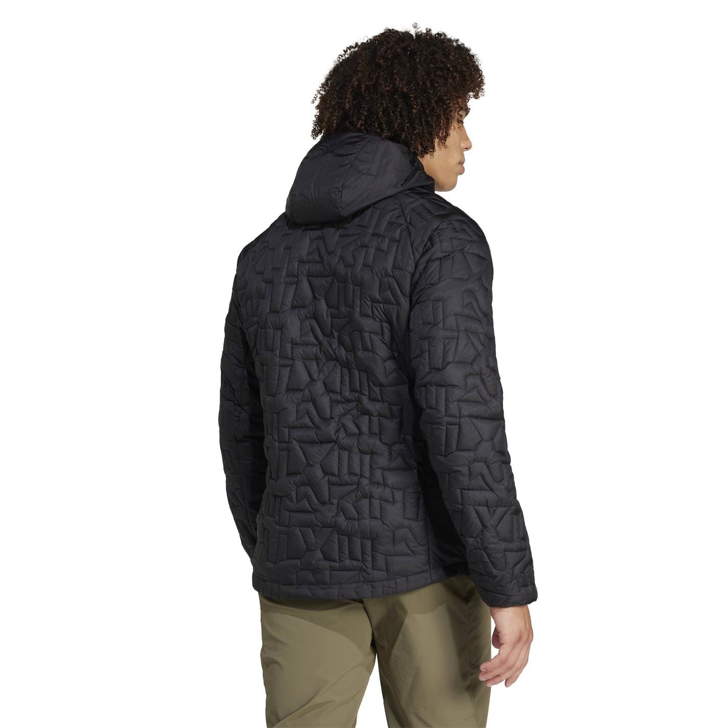 adidas Solid Patterned Hooded Puffer Jacket