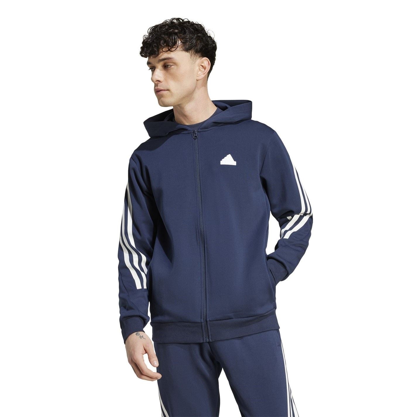 adidas Mens Future Icons 3 Stripes Full Zip Hoodie