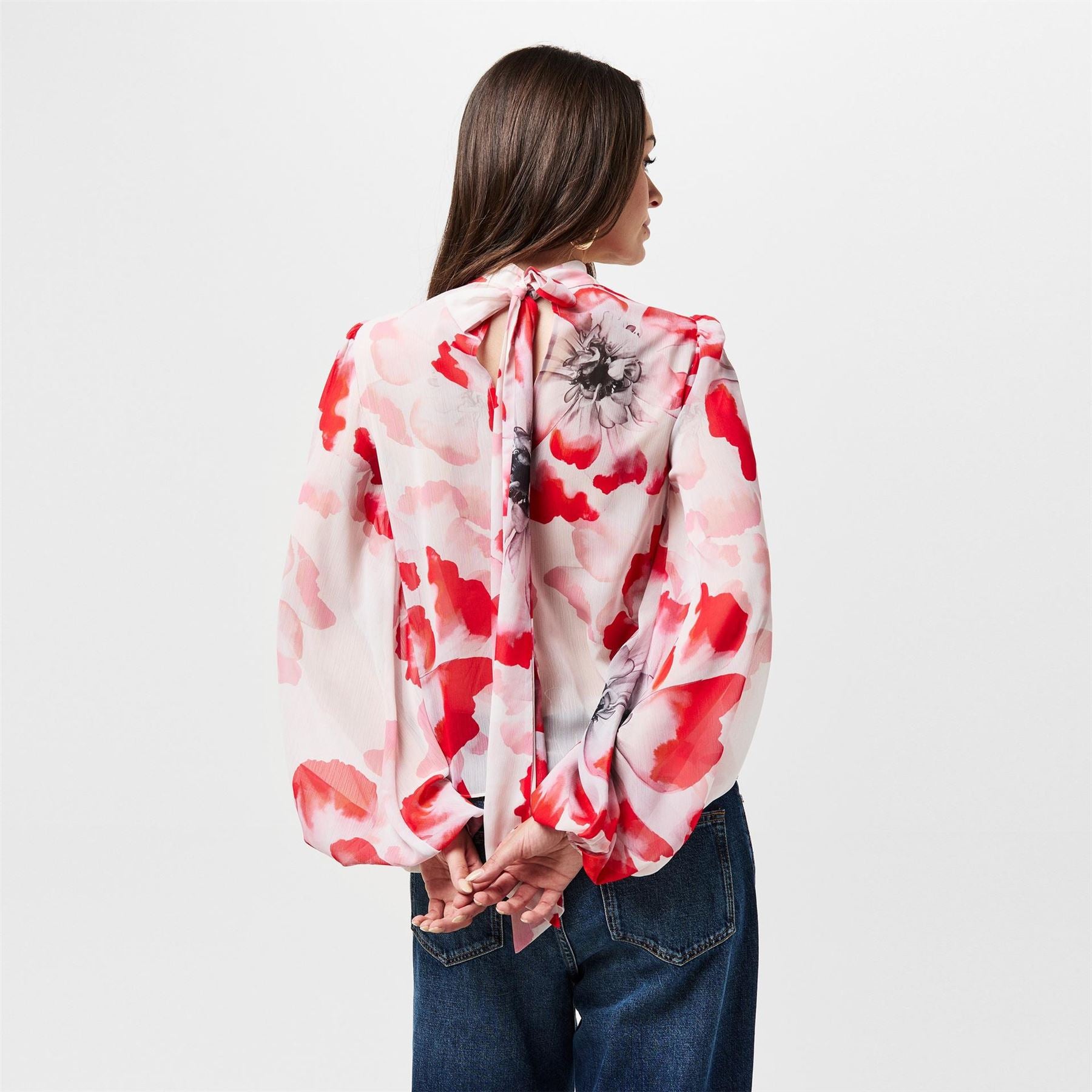 Ted Baker Relaxed Fit Balloon Sleeve High Neck Blouse