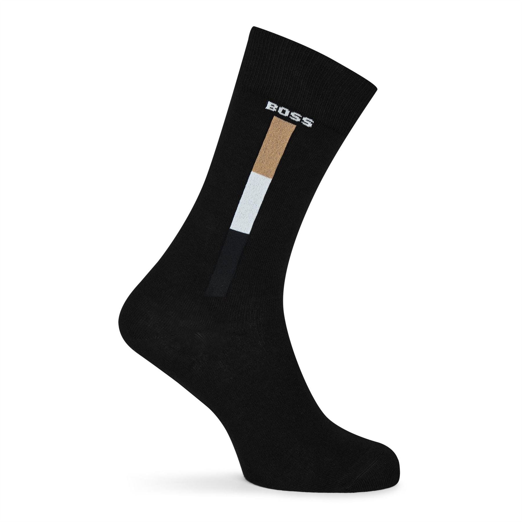 Boss 2 Pack Iconic Stripe Lettering Crew Socks