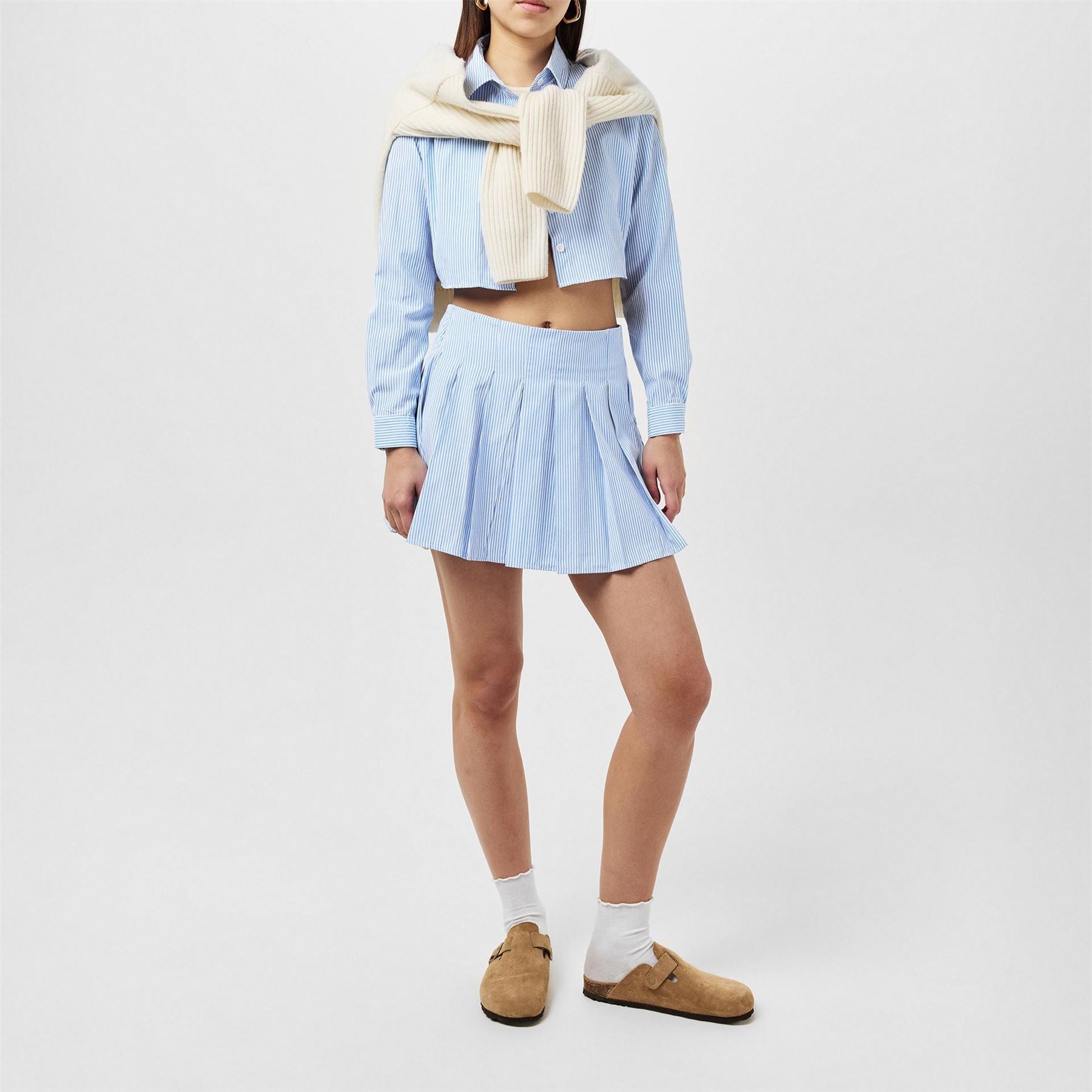 Missy Empire Womens Stripe Cotton Cropped Shirt