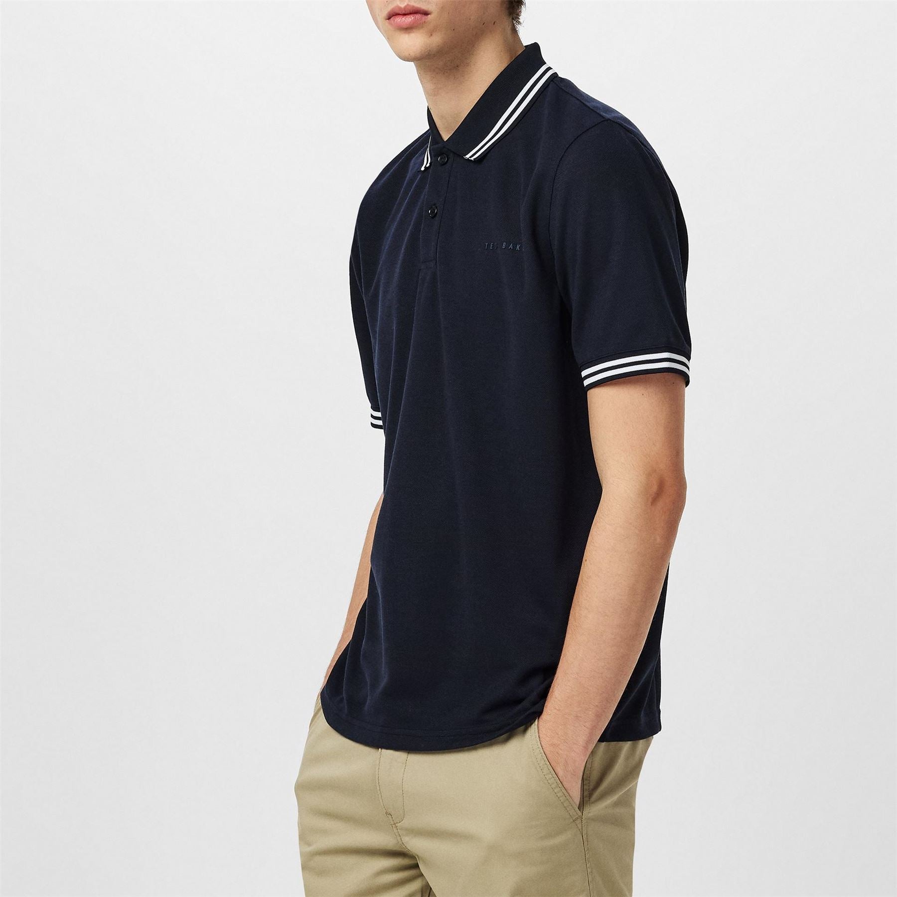 Ted Baker Striped Trim Short Sleeve Polo Shirt