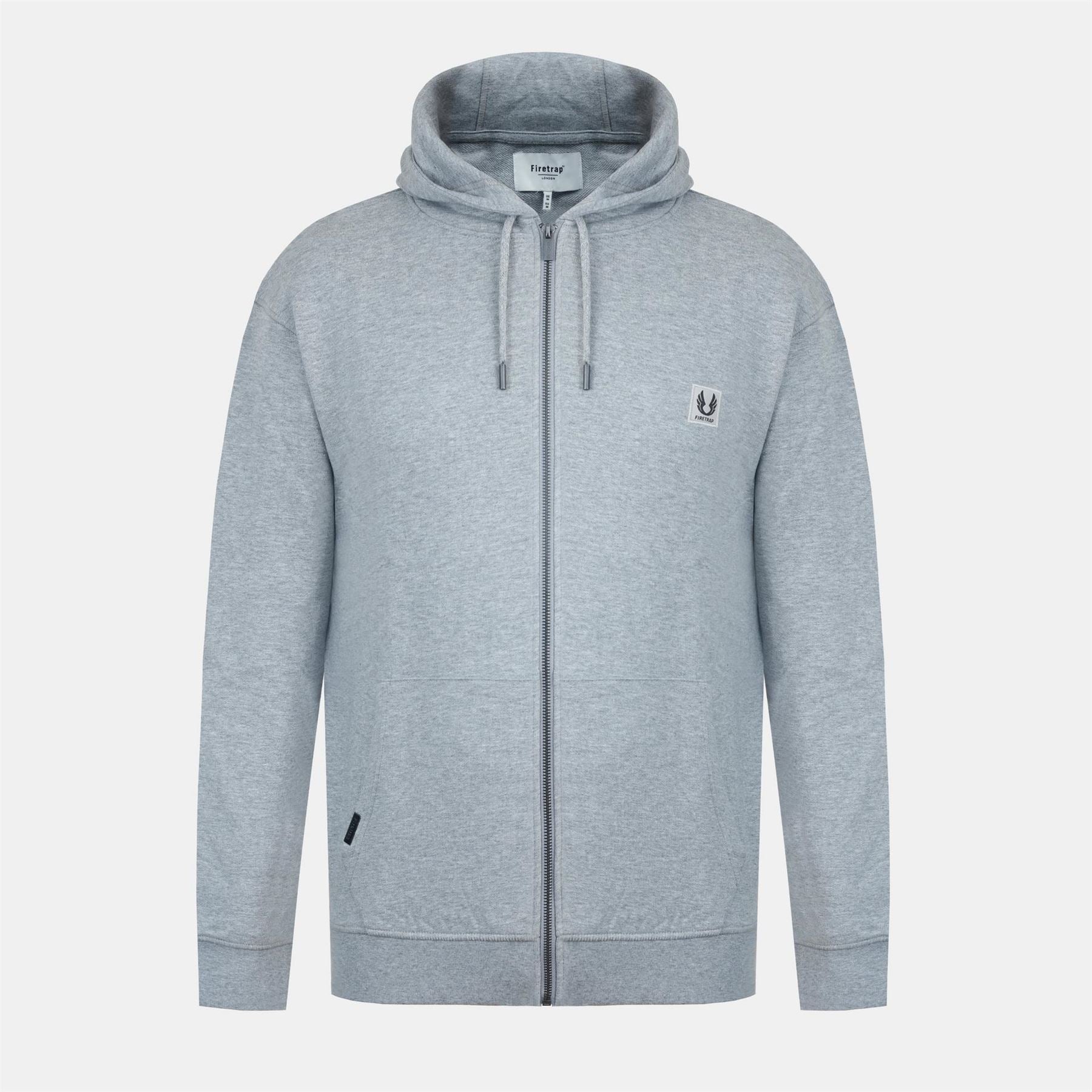Firetrap Solid Patterned Zip Neck Ribbed Cuff Sweat Jacket