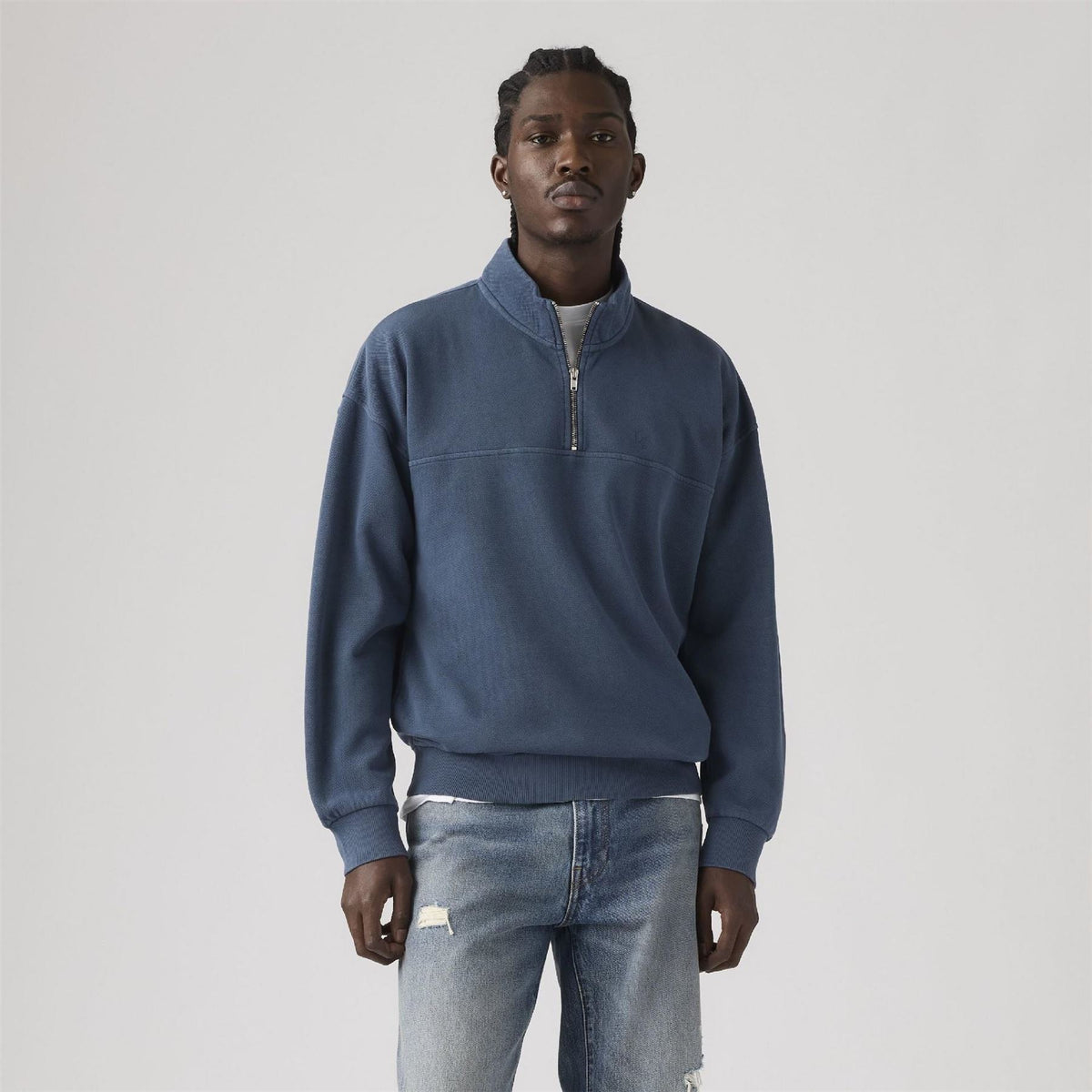 Levis Marina Cotton 1 4 Zip Oversized Fit Fleece Top