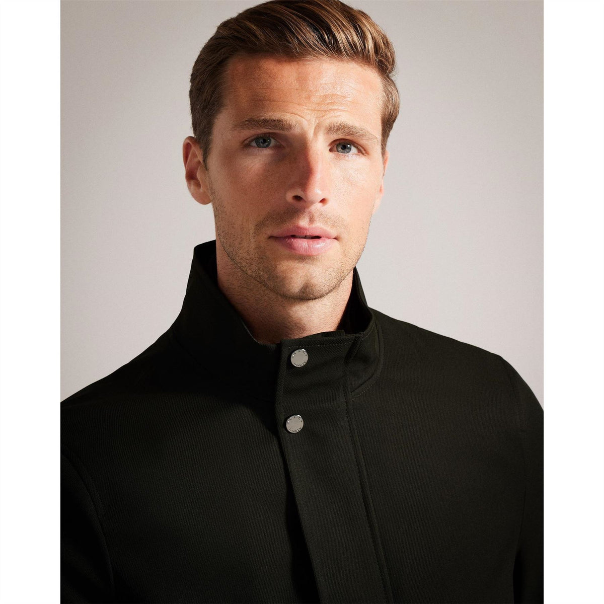 Ted Baker Solid Patterned Nylon Funnel Over Coat with Side Pocket