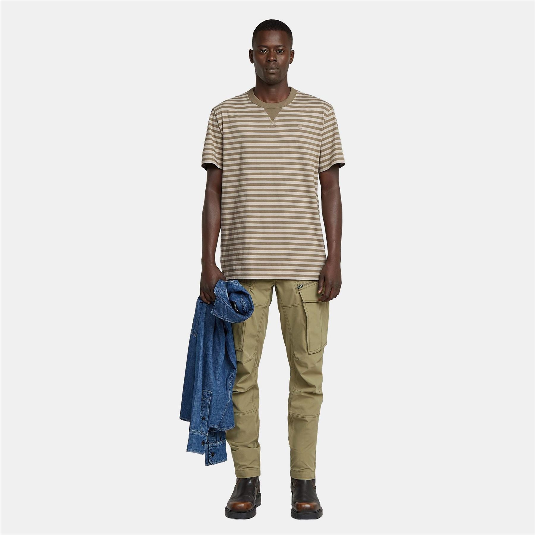 G Star Striped Crew Neck Short Sleeve Jersey T-Shirt
