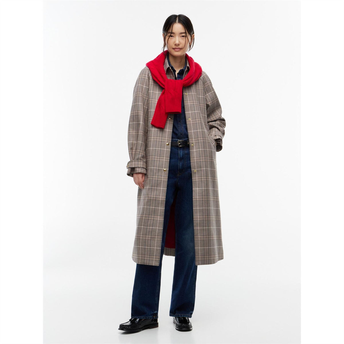 Tommy Hilfiger Check Cotton Trench Coat