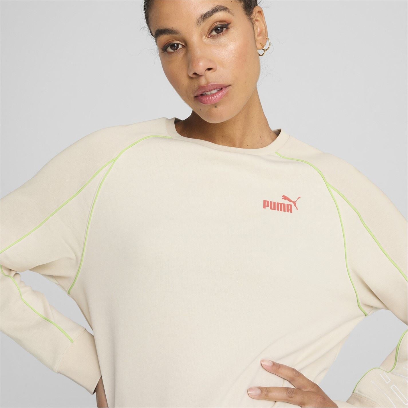 Puma Crew Neck Relaxed Fit Long Sleeve Sweatshirt