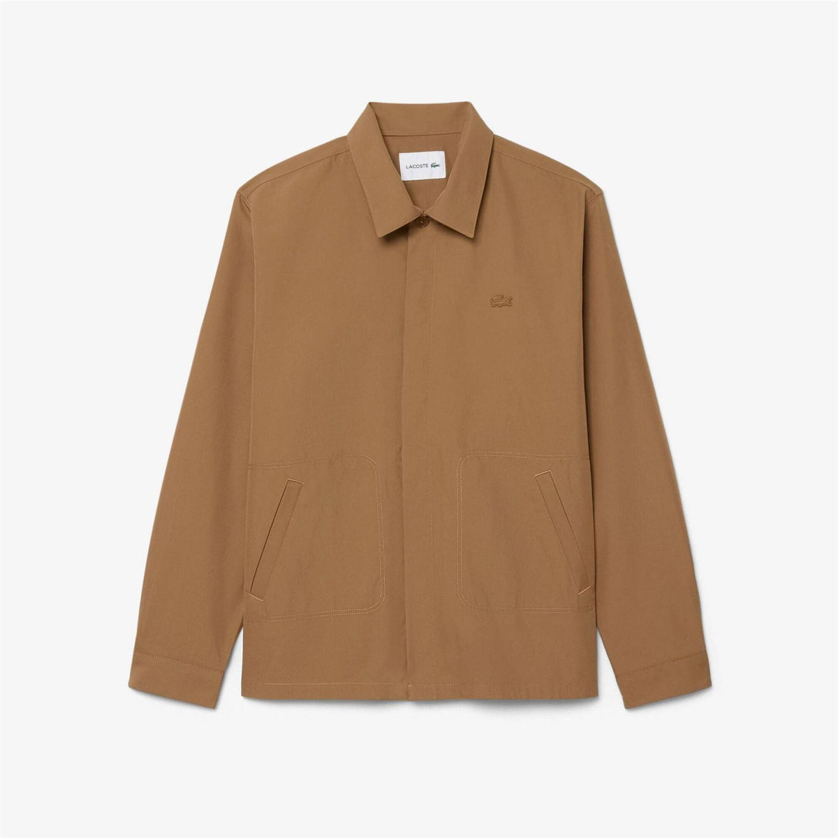 Lacoste Solid Patterned Overshirt with Woven Cuff and Logo