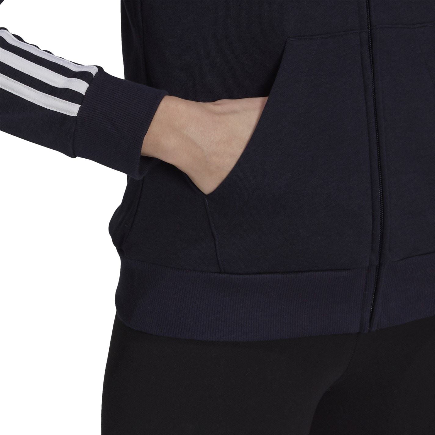 adidas Womens Essentials 3 Stripe Zip Track Hoodie