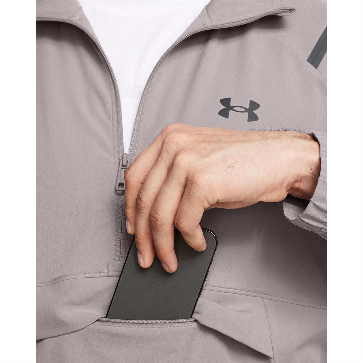 Under Armour Unstoppable Solid Patterned Anorak Jacket with Drawstring
