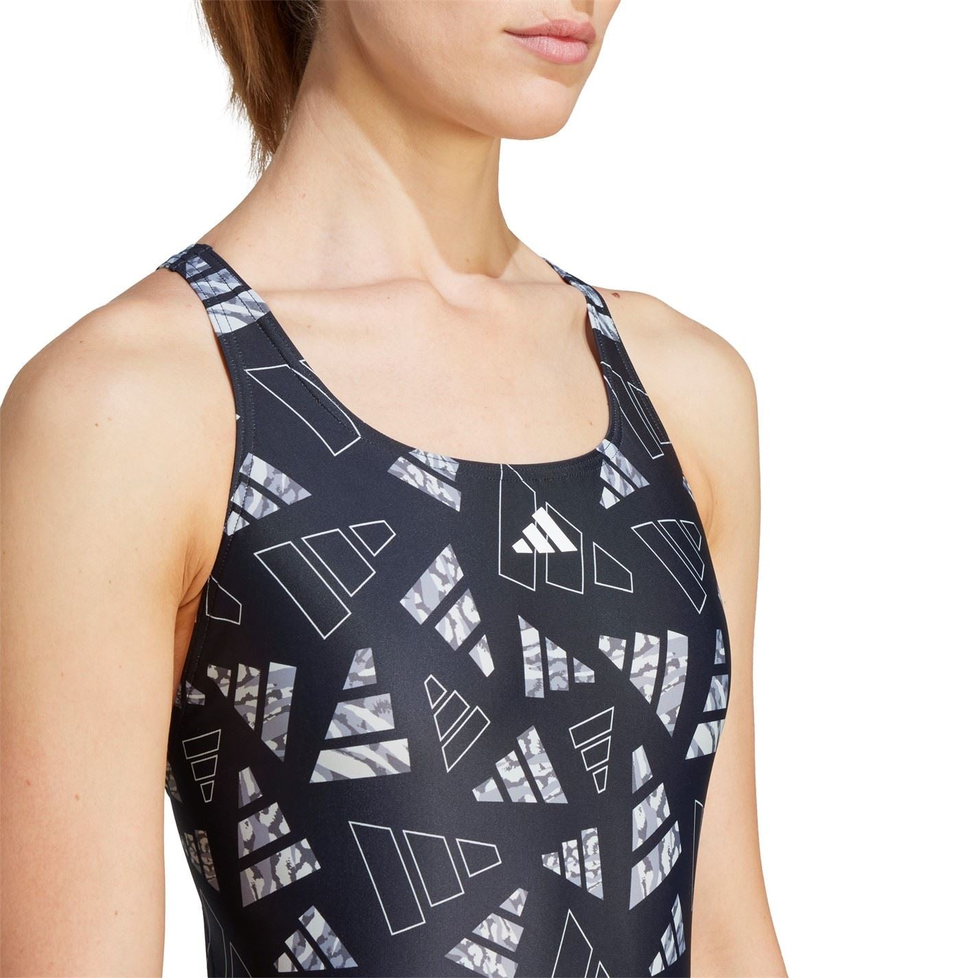 adidas Womens 3 Bar Logo Graphic Swimsuit
