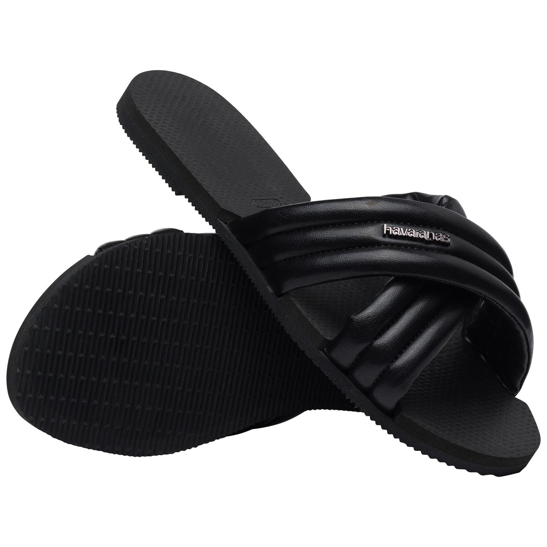 Havaianas Solid Patterned Open Toe Slide Sandals