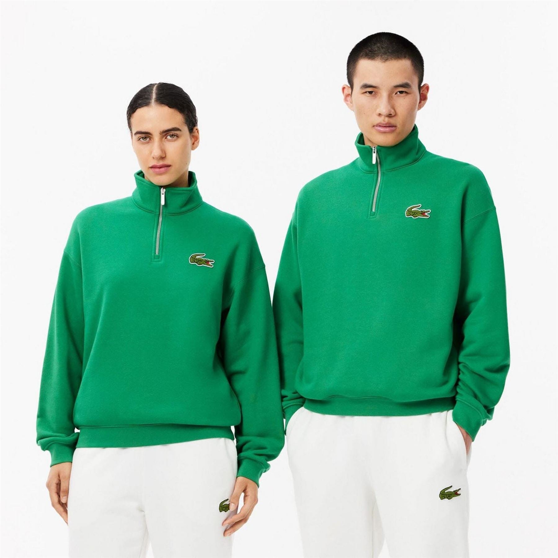 Lacoste Fit Zip Neck Badge Accent Sweatshirt