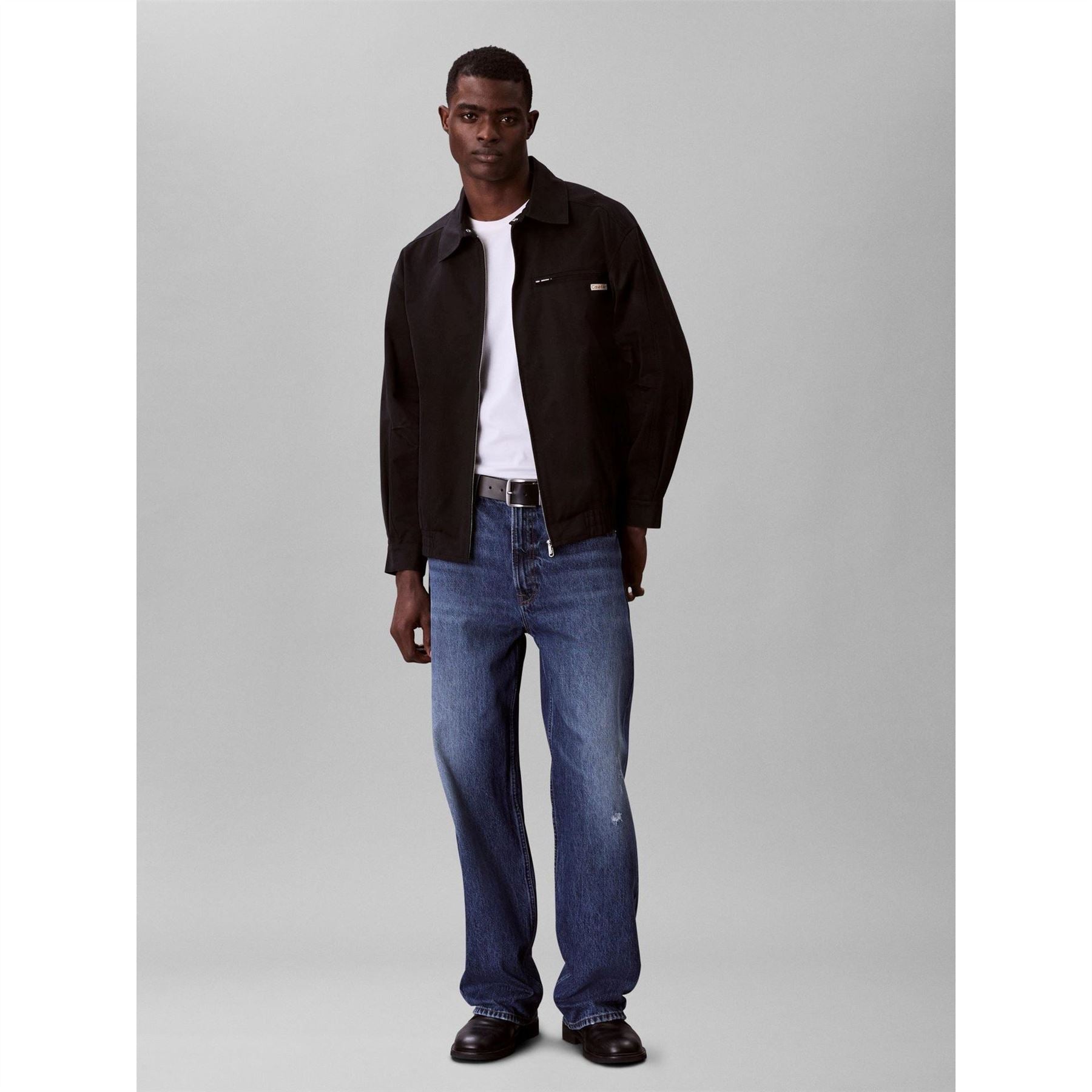 Calvin Klein Jeans Logo Shirt Jacket Long Sleeve Zip Parka