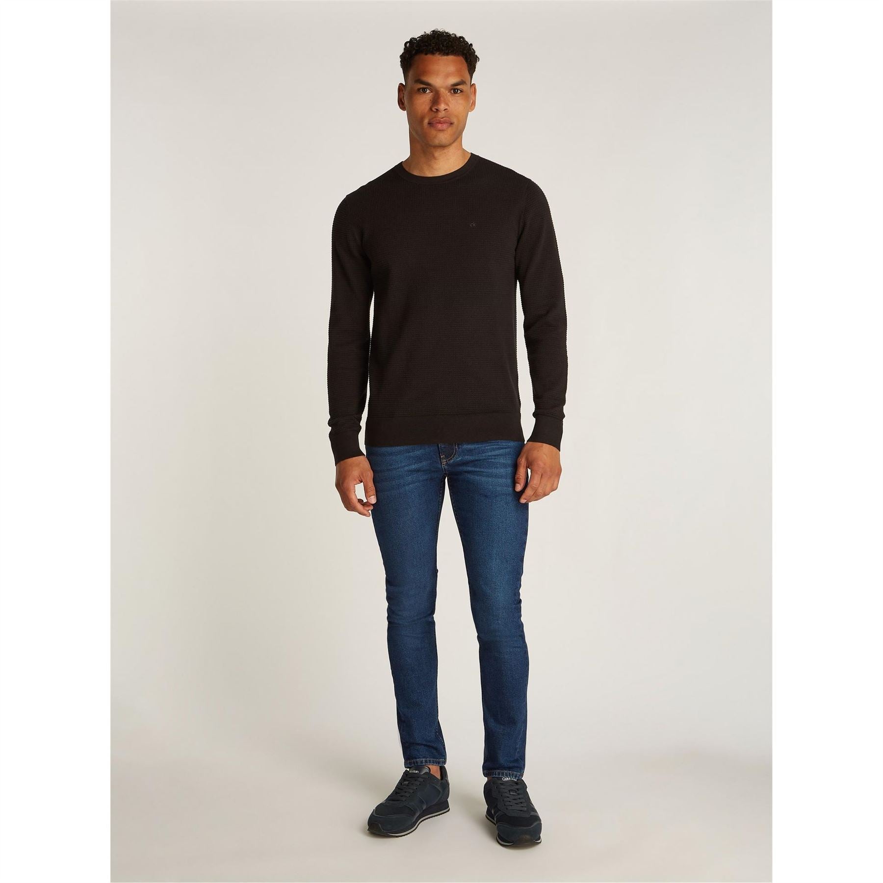 Calvin Klein Waffle Texture Cotton Crew Neck Jumper