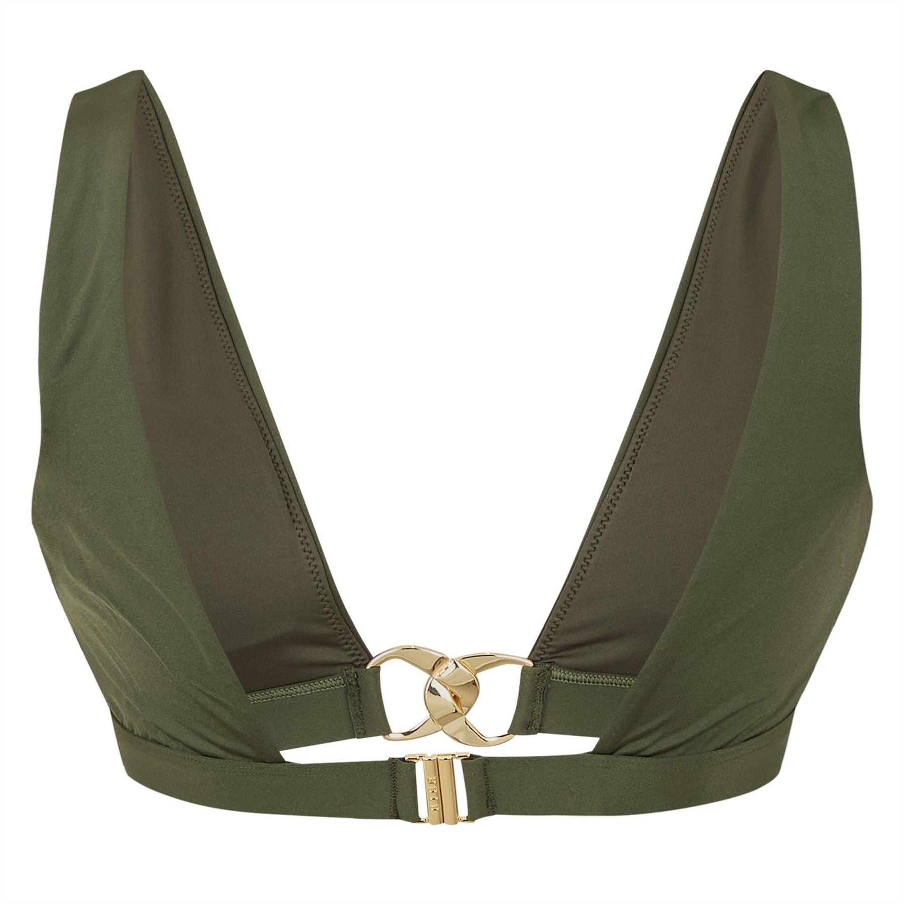 Biba Plunging Neck Metal Embellished Bikini Top