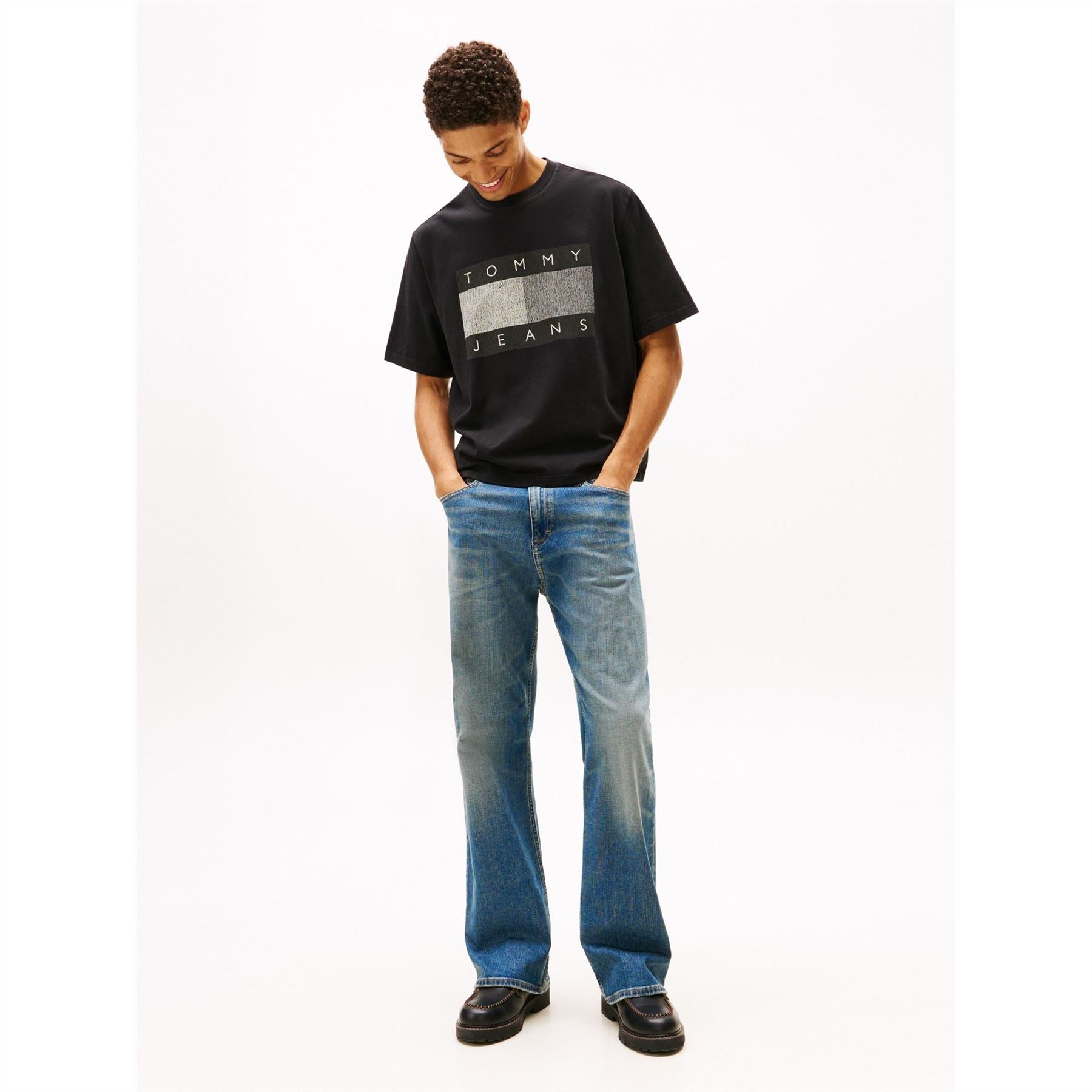 Tommy Jeans Printed Logo Crew Neck Short Sleeve Jersey T-Shirt