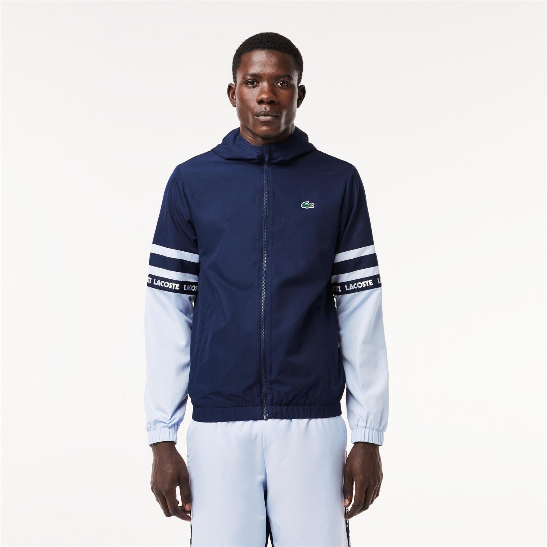 Lacoste Stripe Track Water Repellent Wind Resistant Long Sleeve Softshell Jacket