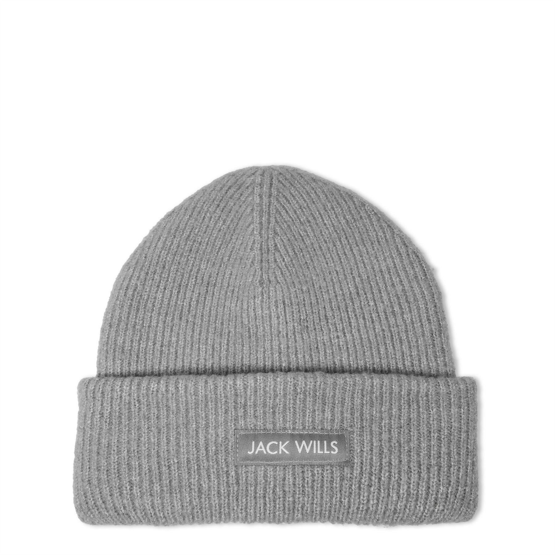 Jack Wills Rib Knitted Logo Adjustable Cuff Beanie