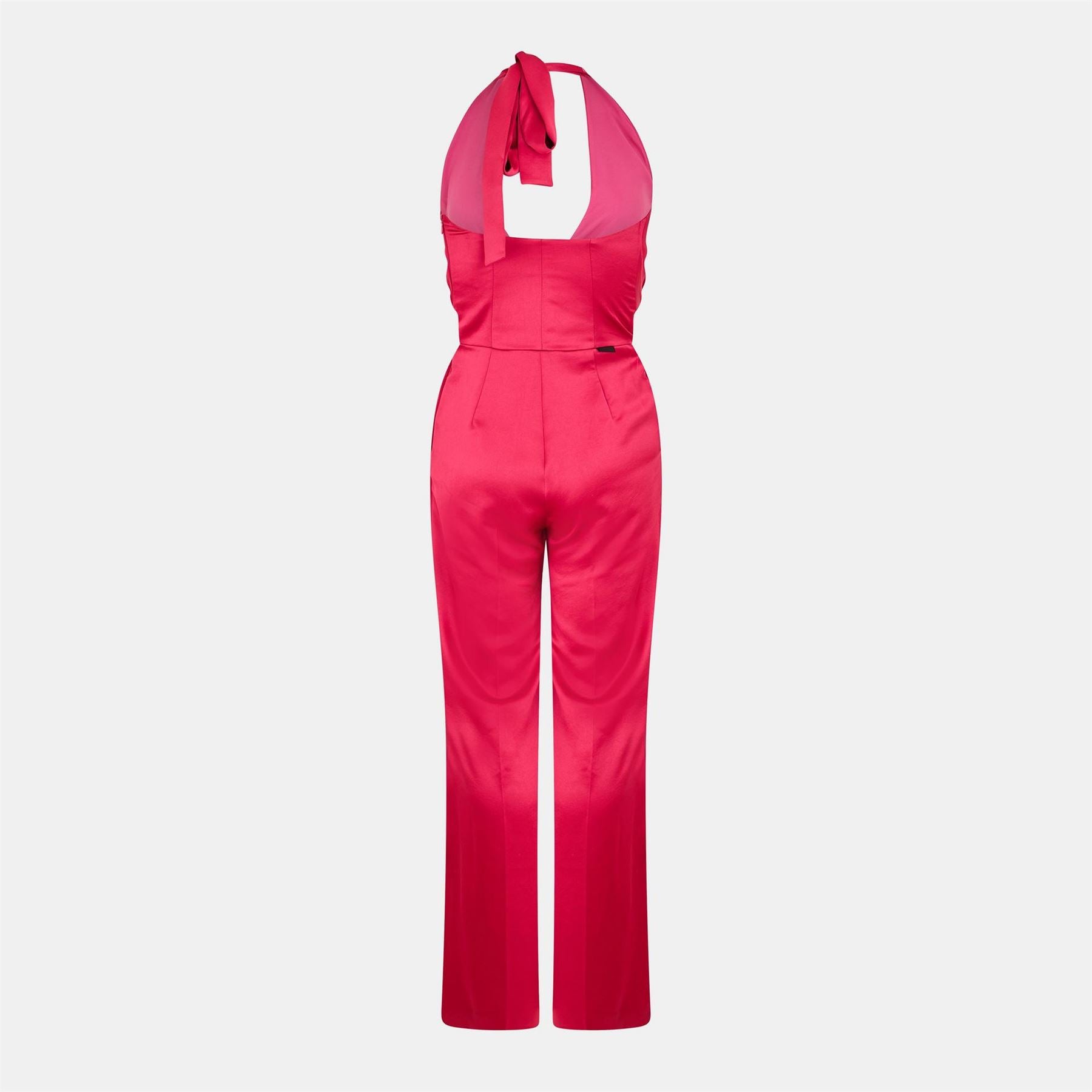 Hugo Halter Neck Solid Patterned Wrap Jumpsuit
