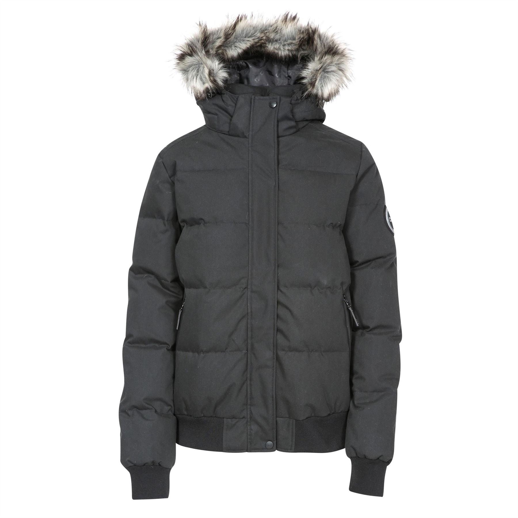 DLX Kendrick Solid Patterned Hooded Ribbed Cuff Down Jacket