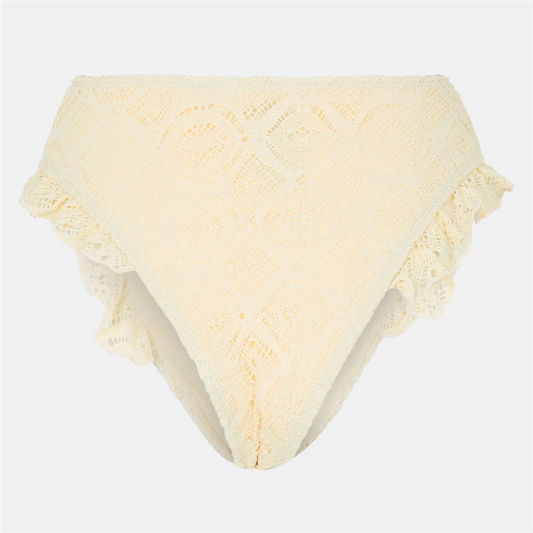 Brave Soul Waisted Bikini Bottoms With Crochet Detail