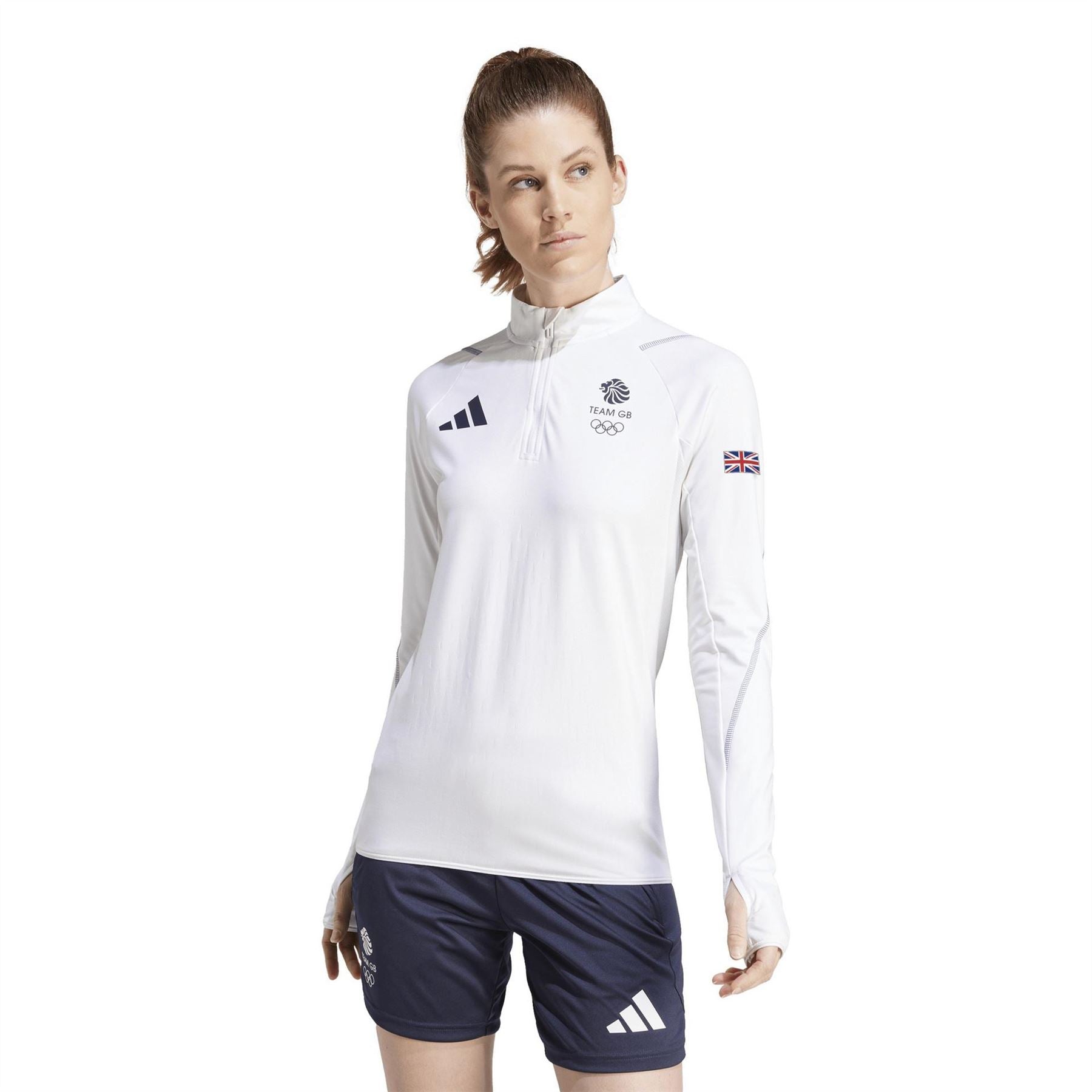 adidas Team GB Funnel Neck Long Sleeve Athletic Top