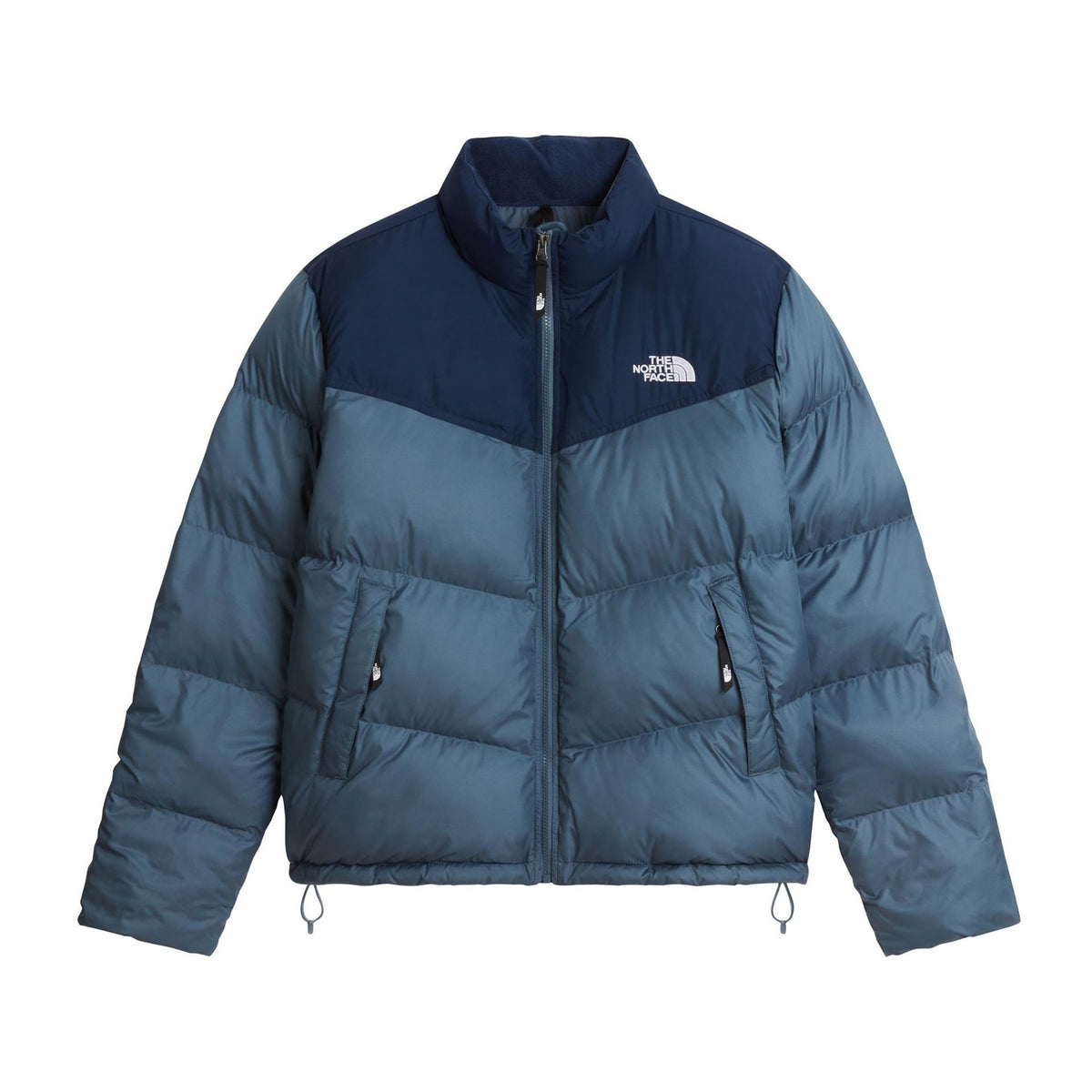 The North Face Solid Patterned Puffer Jacket with Woven Cuff
