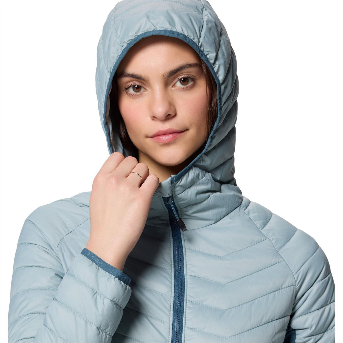 Columbia Solid Patterned Hooded Hybrid Jacket