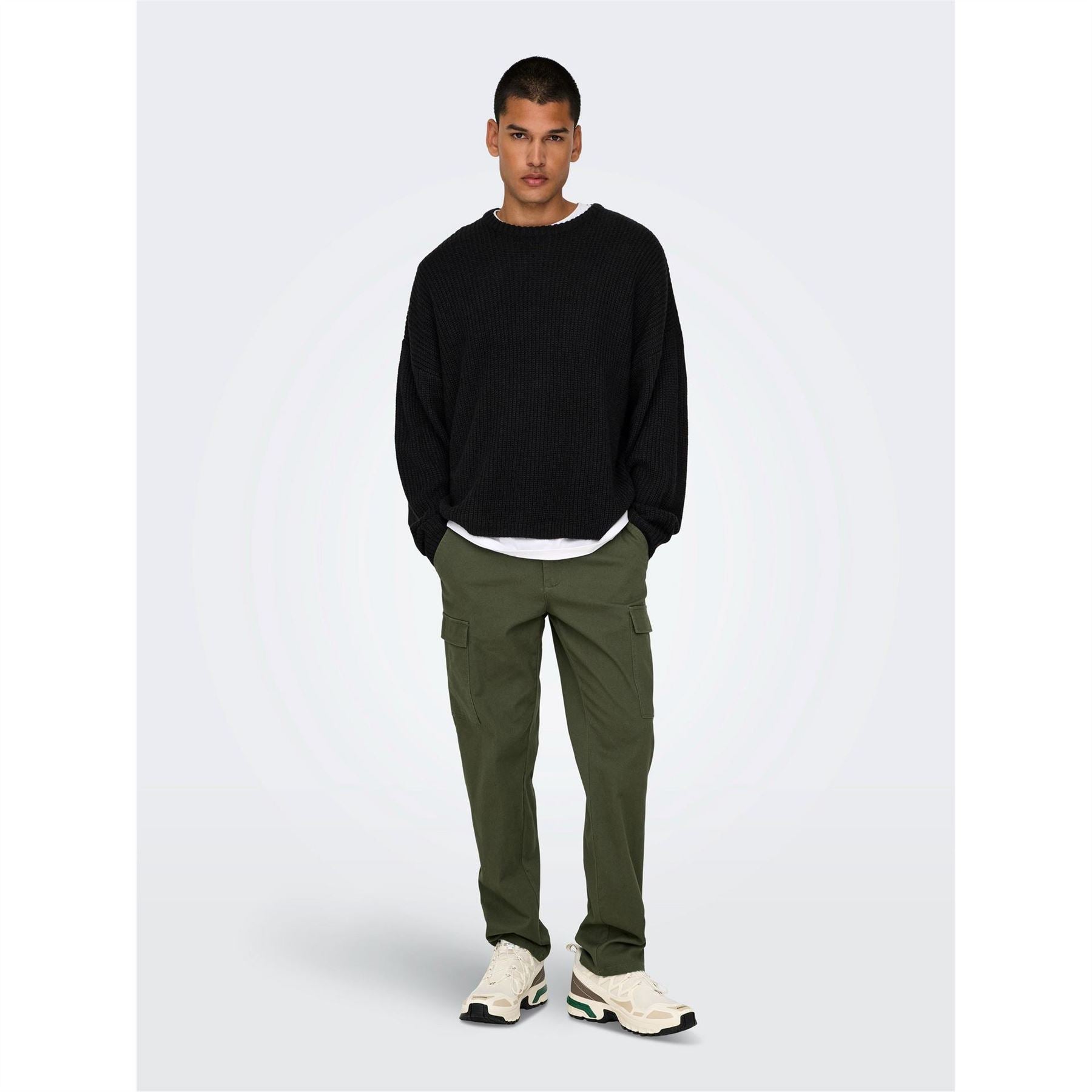 Only Solid Patterned Straight Cargo Pants