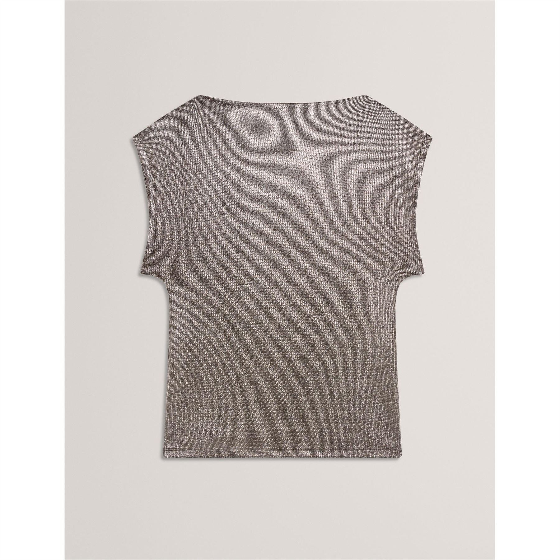 Ted Baker Metallic Stitching Boat Neck Cap Sleeve Shell Top