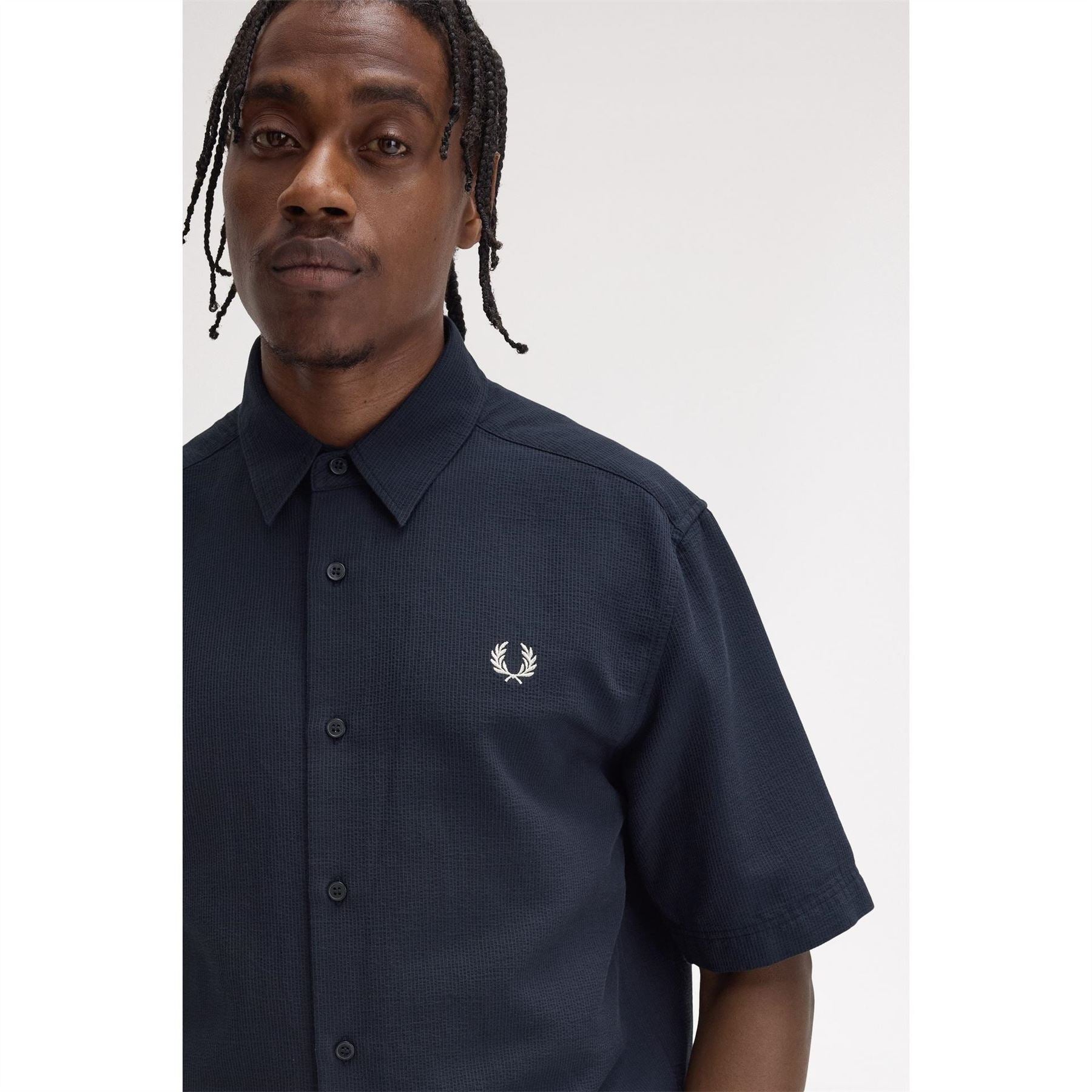 Fred Perry Seersucker Short Sleeve Patterned Shirt