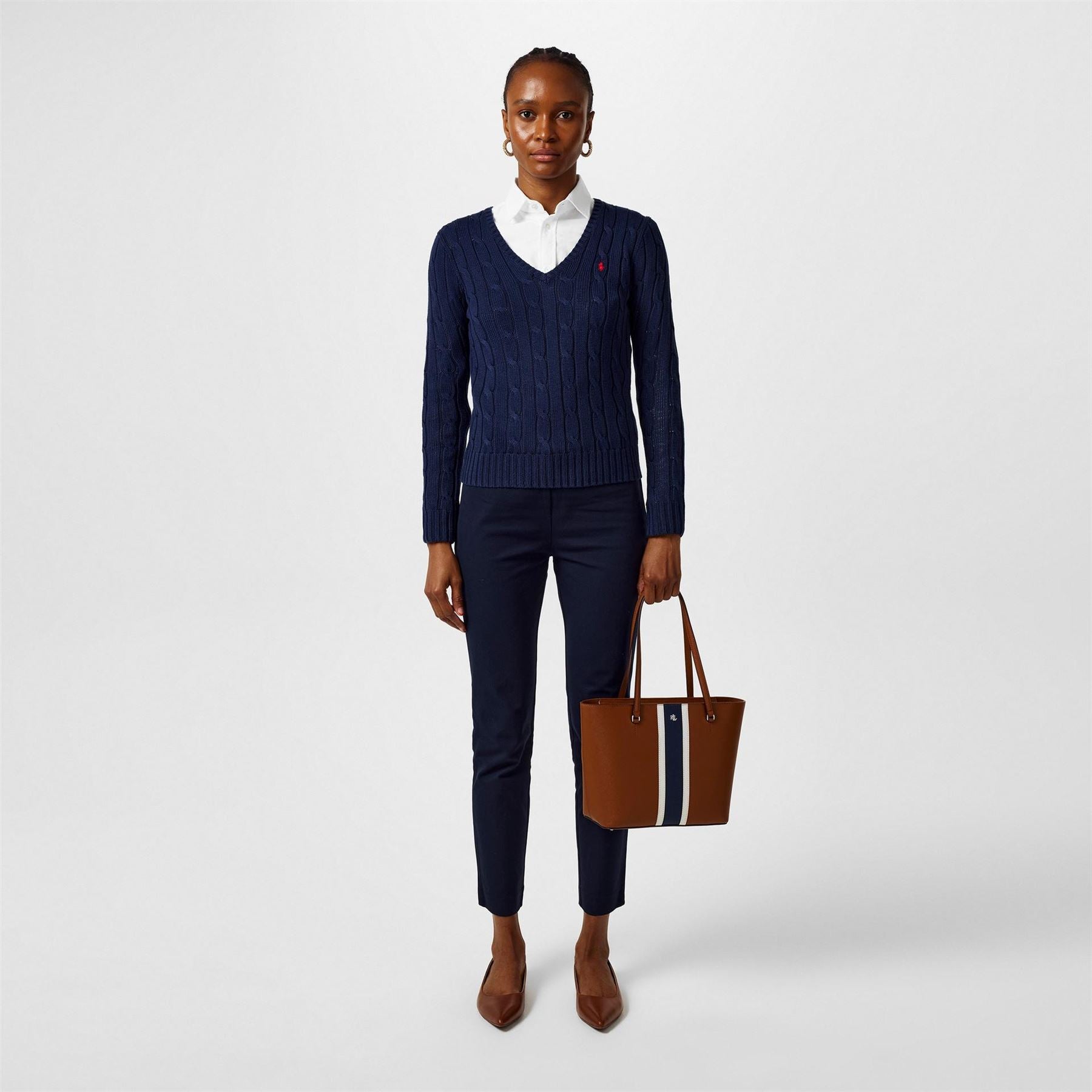 Polo Ralph Lauren Cable Knit V Neck Jumper