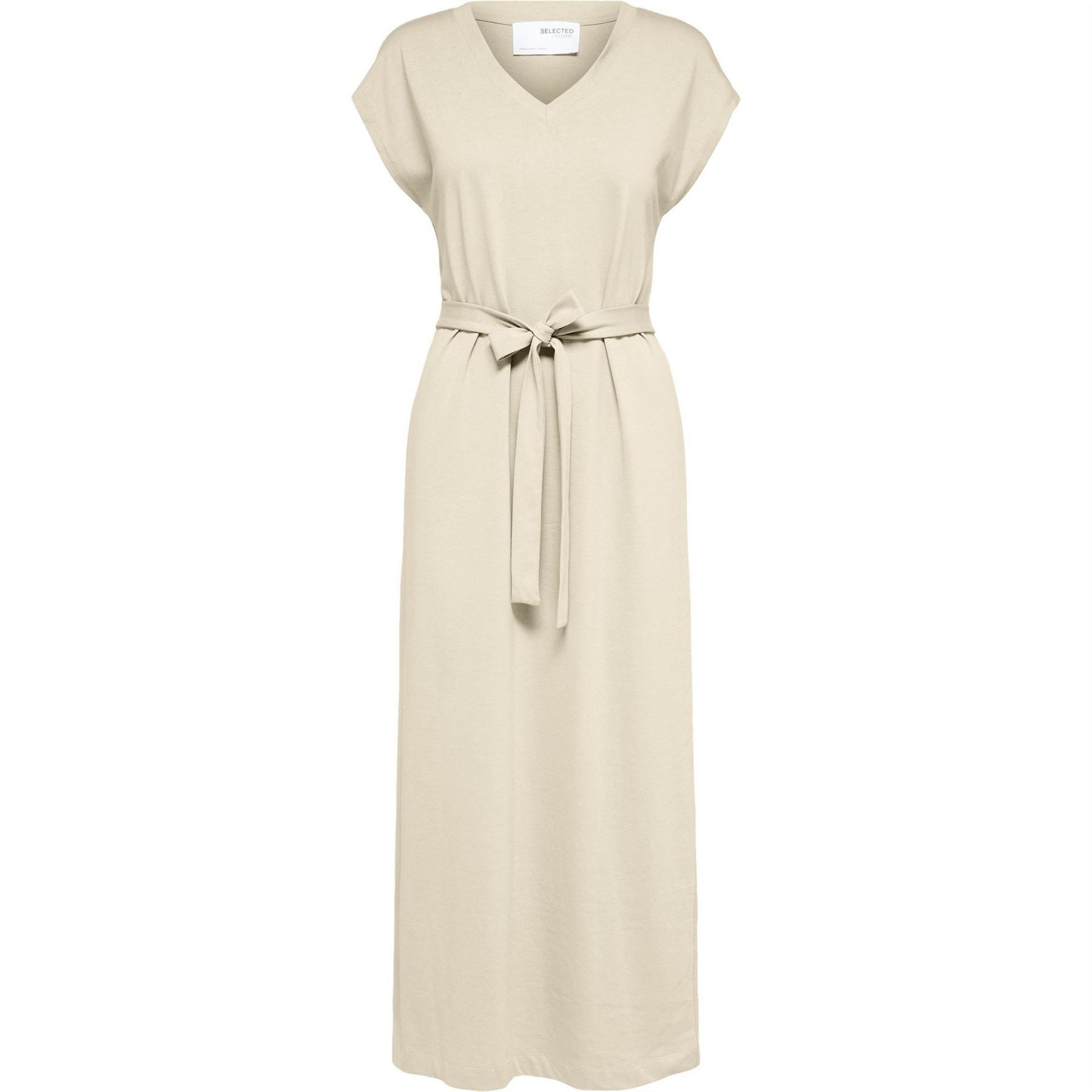 Selected Femme Cap Sleeve Belted Midi T-Shirt Dress