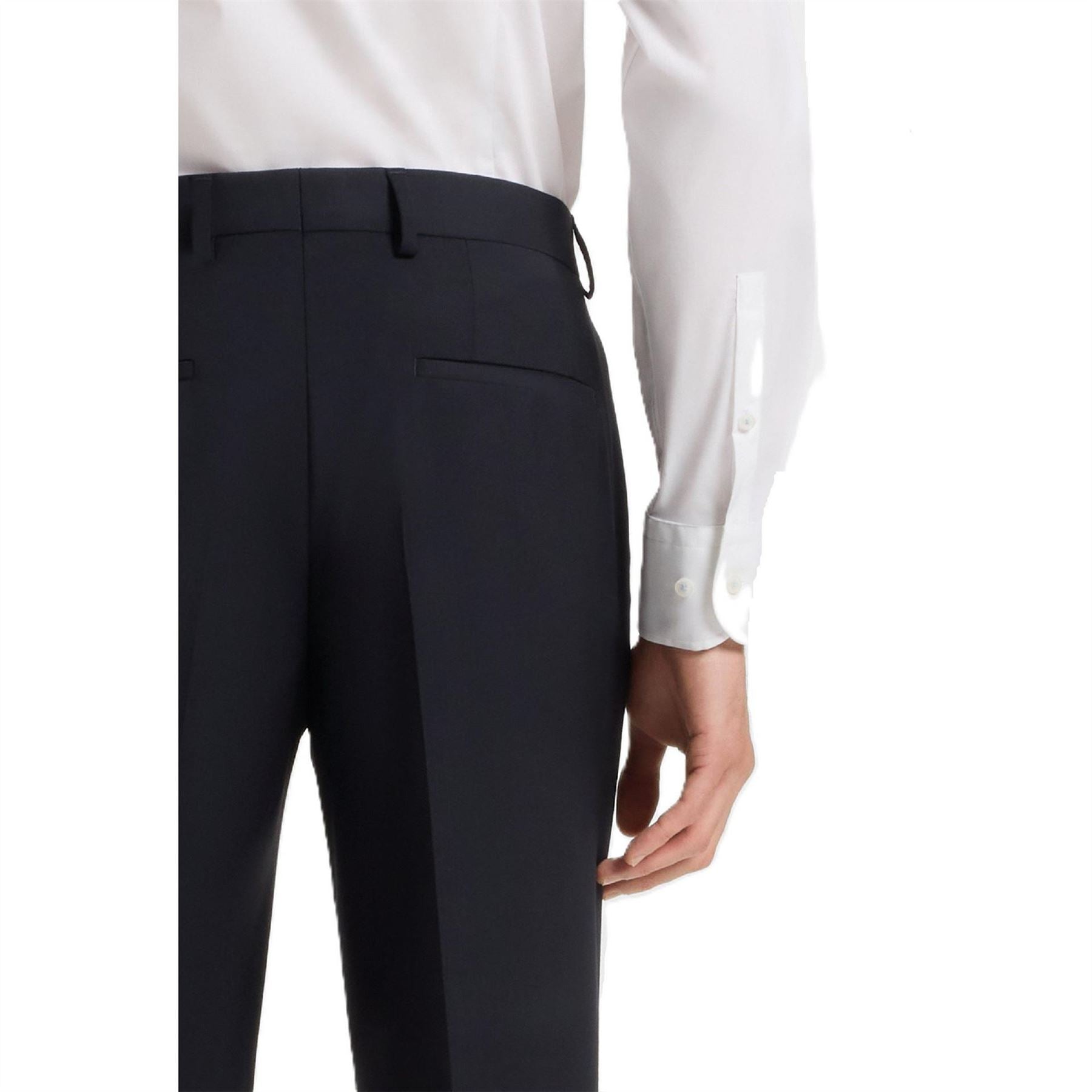 Boss Genius Solid Patterned Straight Leg Trousers