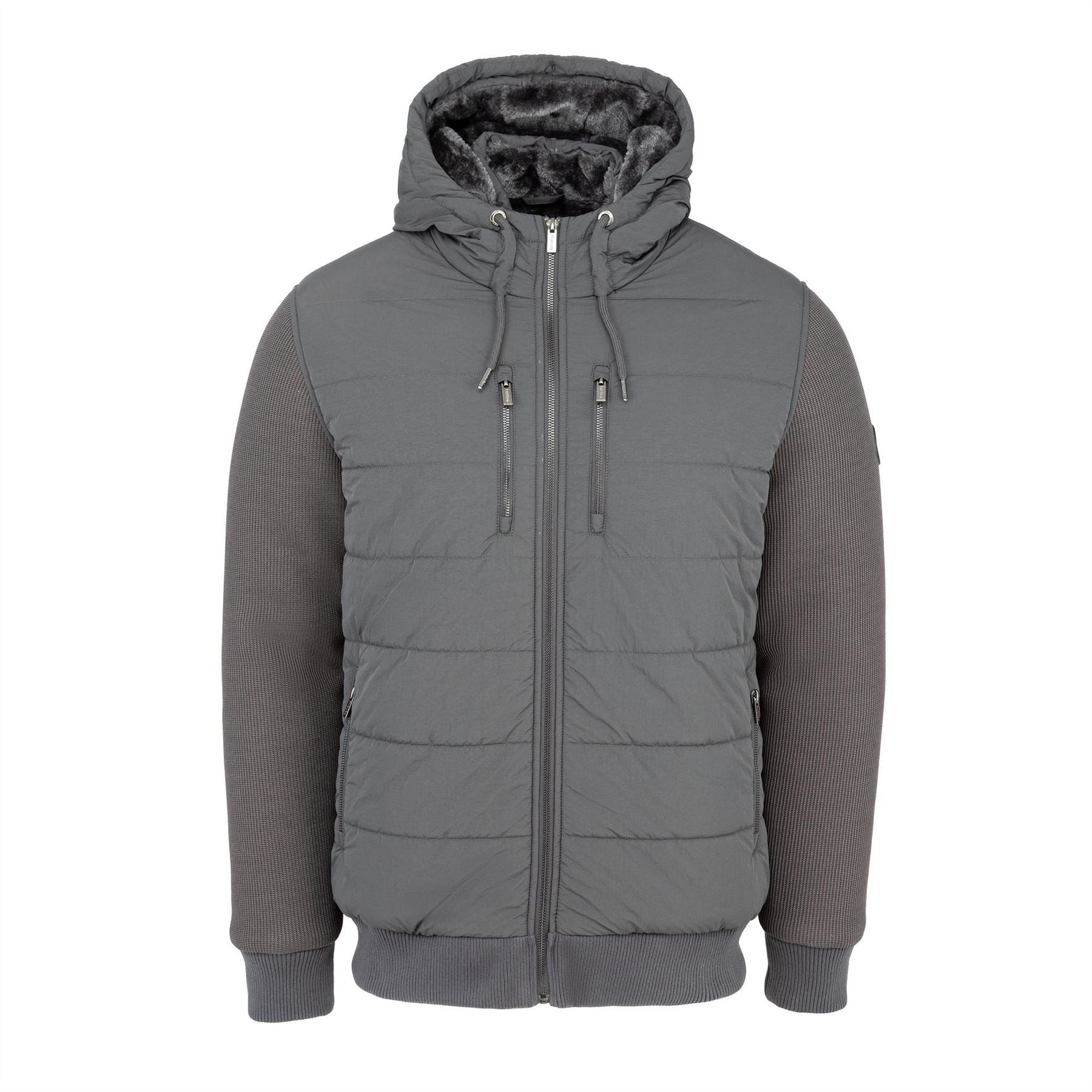 Firetrap Sartorial Padded Quilted Long Sleeve Hybrid Jacket