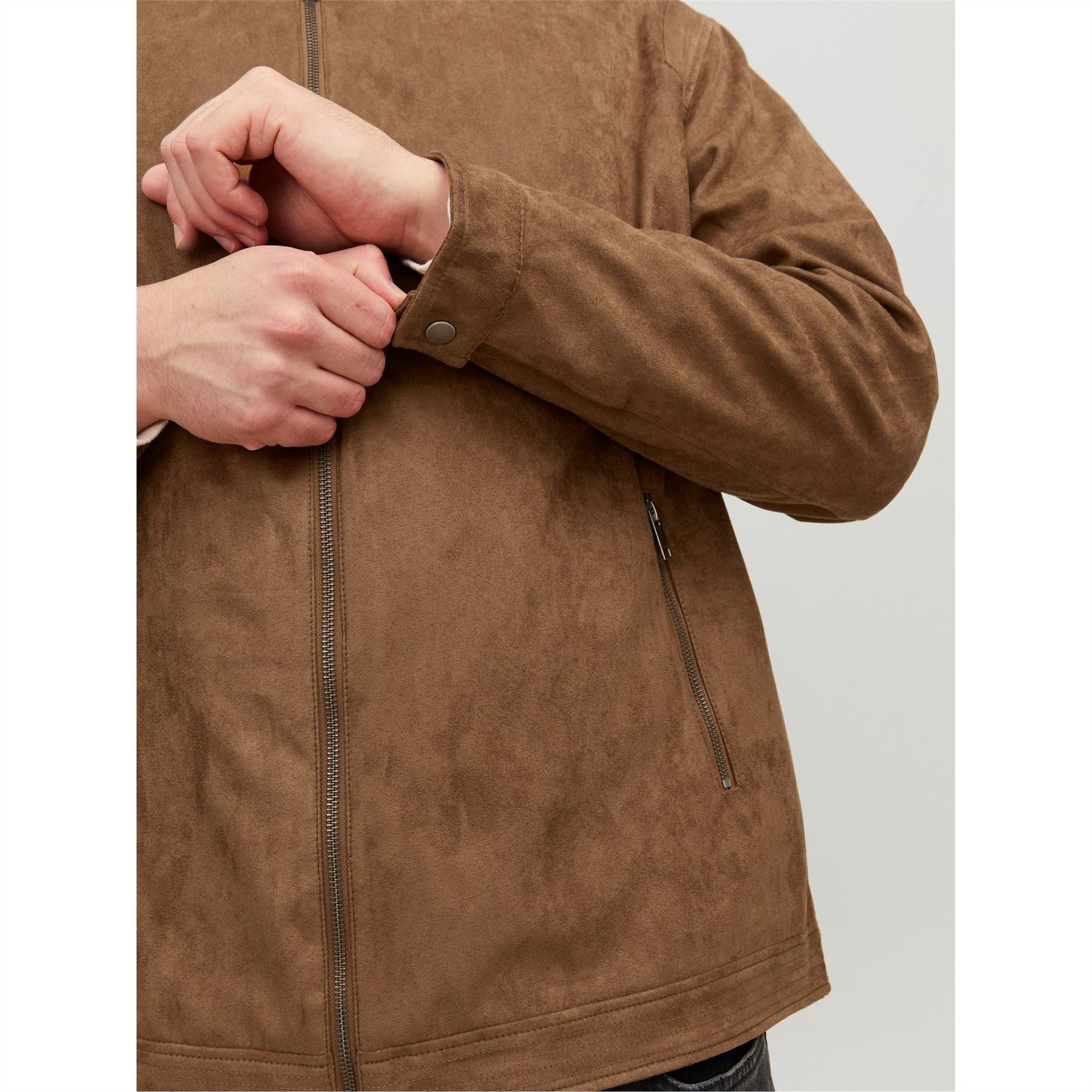 Jack and Jones Solid Patterned Zipped Pocket Jacket