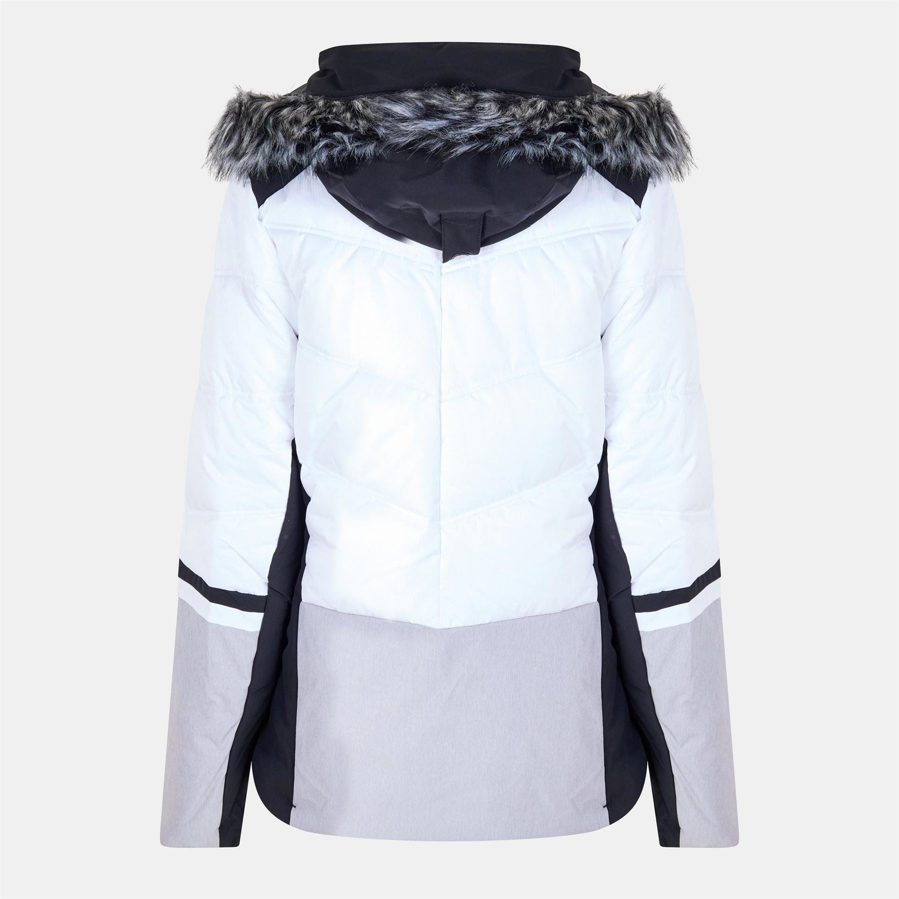 Icepeak Electra Color Block Hooded Zipped Pocket Fur Trim Ski Jacket
