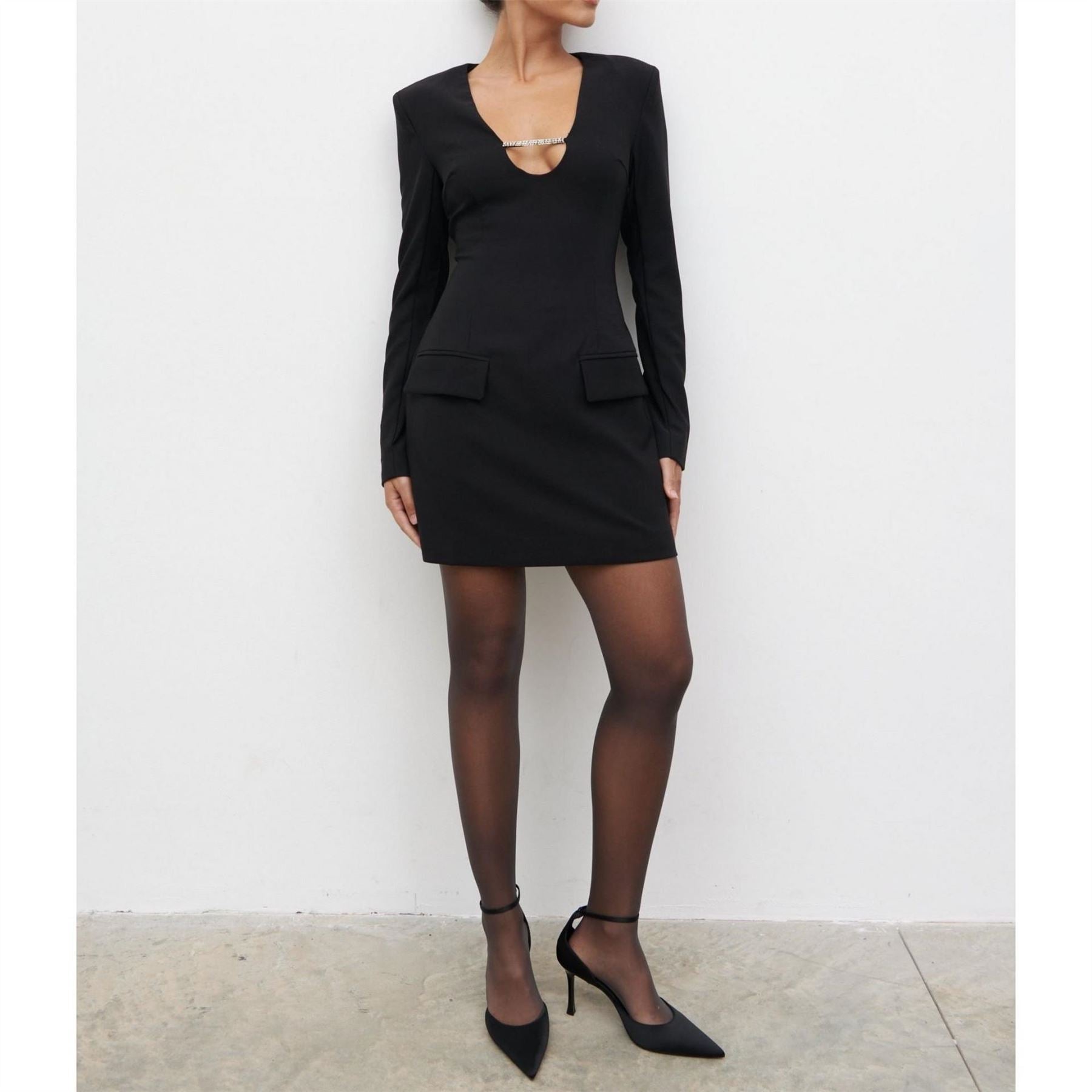 Pretty Lavish Lou Long Sleeve Embellished Trim Mini Dress