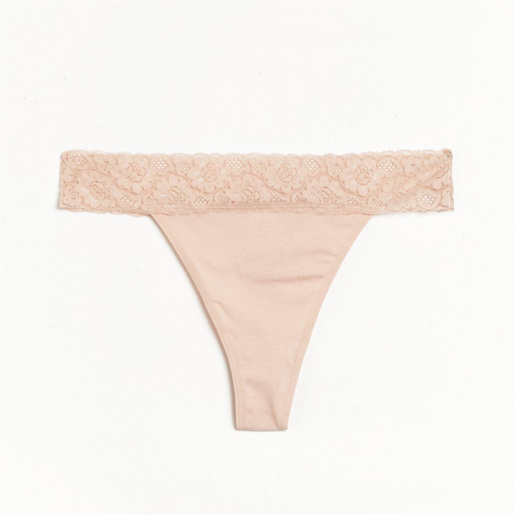 Be You 5 Pack Lace Trim Cotton Thong